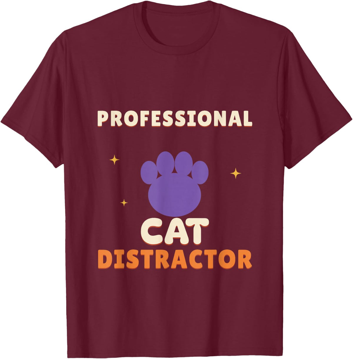 Professional Cat Distractor Funny Retro Cat Lover T-Shirt - Burgundy