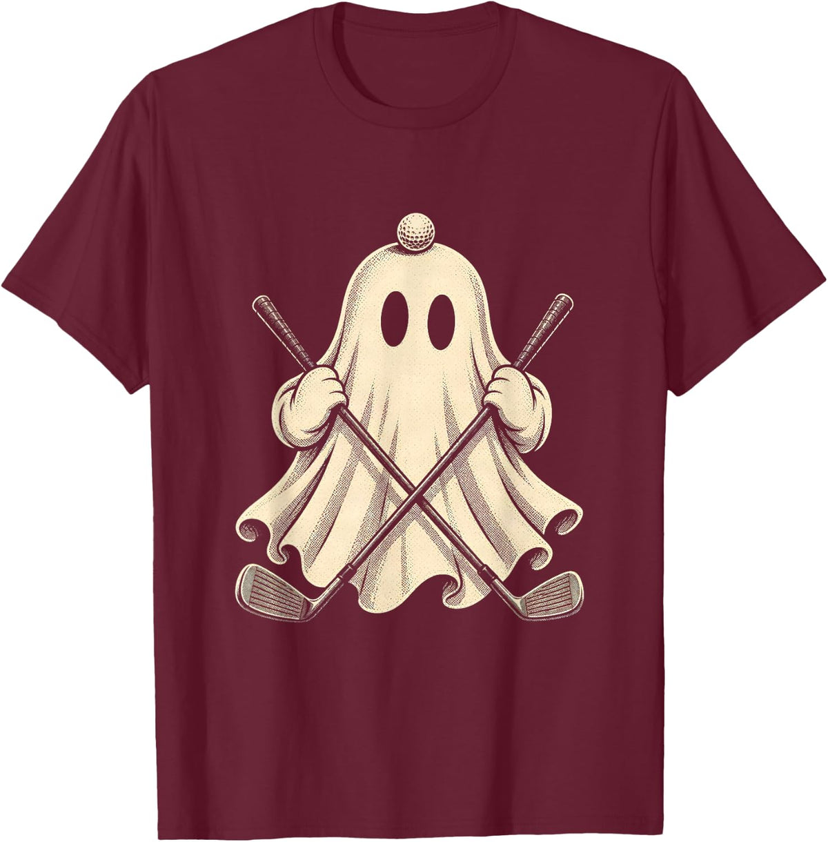 Spooky Golf Ghost Funny Halloween Golfer Classic Costume T-Shirt - Burgundy