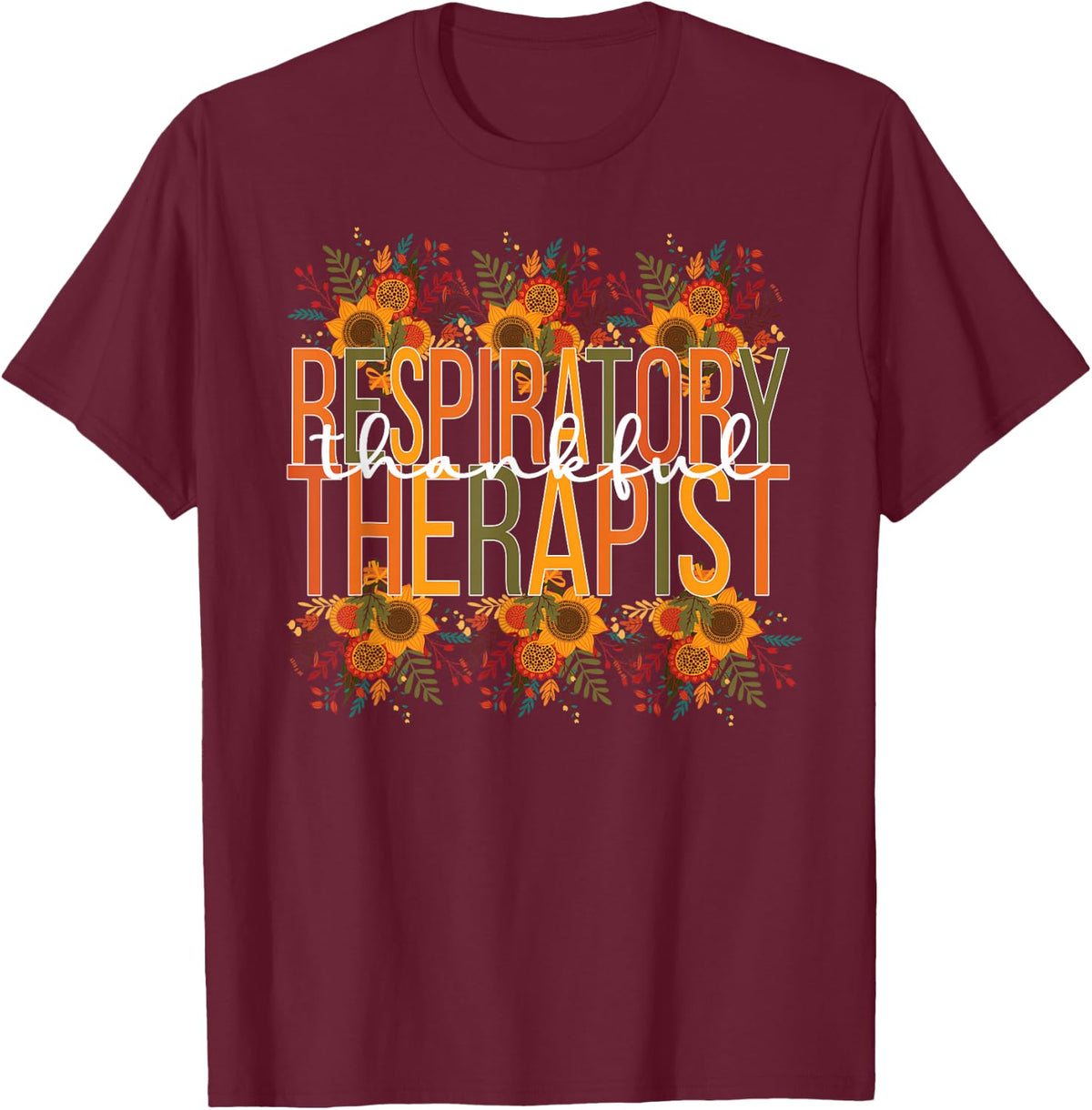 Boho Thanksgiving Respiratory Therapy Fall Men's Black Small V-Neck Modern Thanksgiving T-Shirt - Burgundy