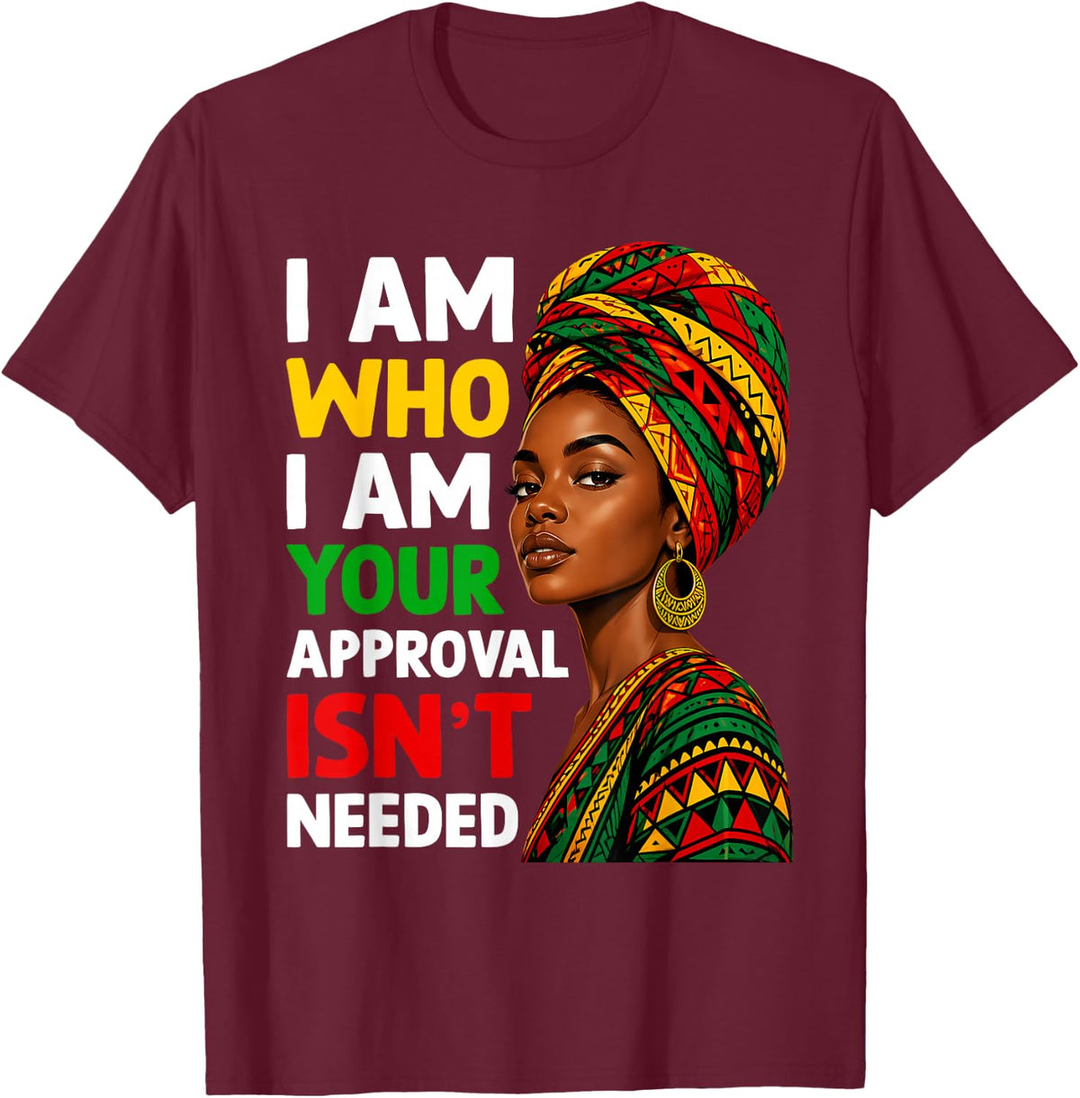Juneteenth Black Queen African Pride Black History Women Tees and T Shirts - Burgundy