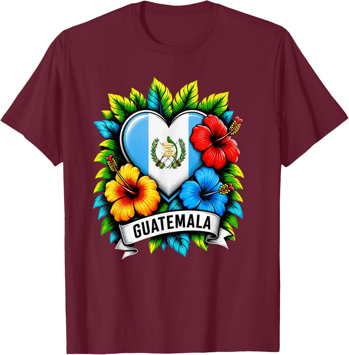 Hispanic Heritage Month Countries Guatemala Chapina Girl T-Shirt - Burgundy