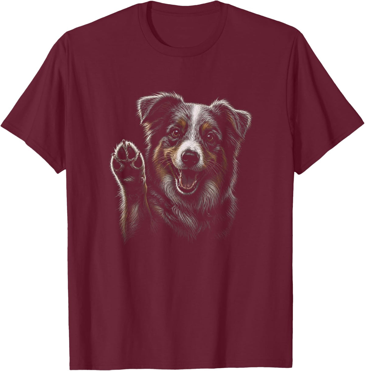 Miniature American Shepherd Graphic Artwork Design T-Shirt - Burgundy