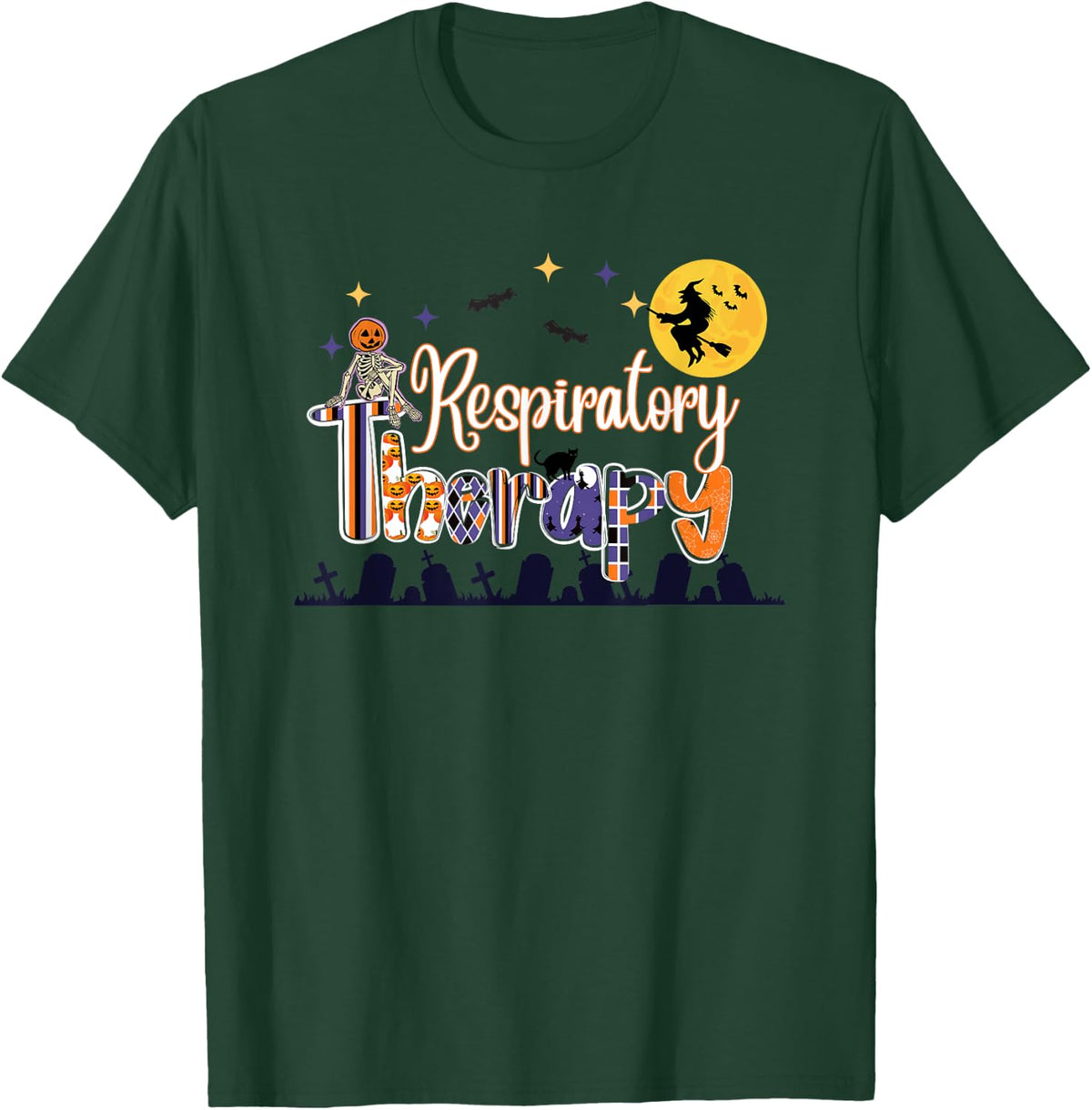 Respiratory Therapist Halloween - Spooky Respiratory Therapy T-Shirt - Dark Green