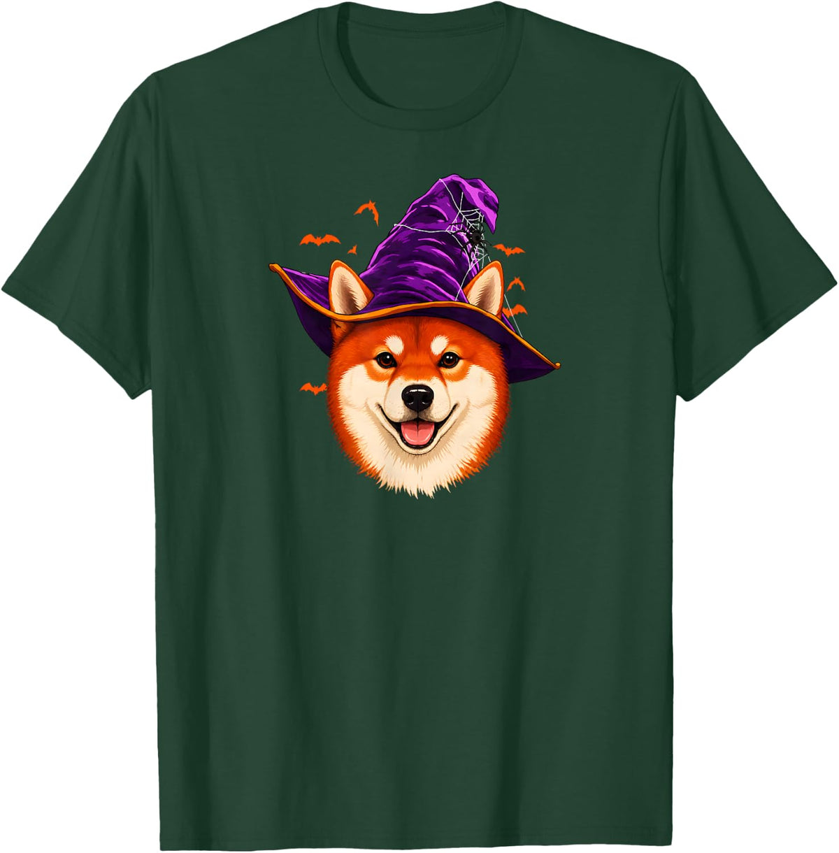 Shiba Halloween Witch Hat Spooky Inu Dog Mom T-Shirt - Dark Green