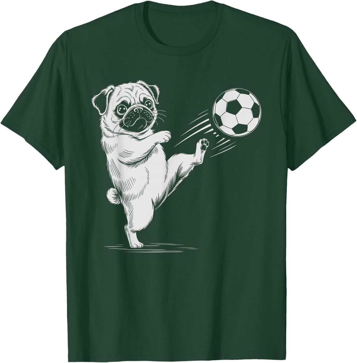 Funny Soccer Pug Ball Ready Crush Kids Score Game On Dog Mom T-Shirt - Dark Green