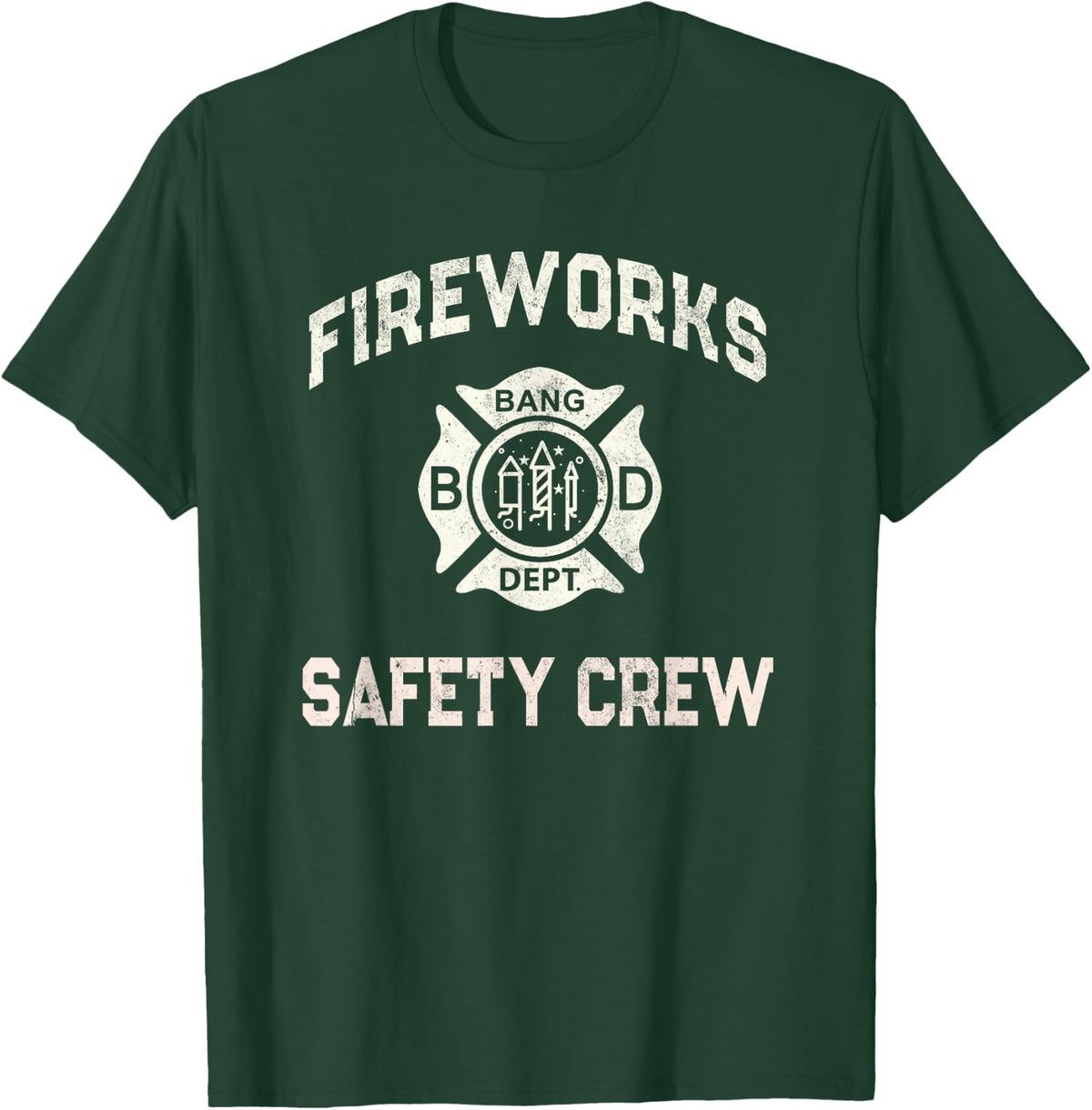 Funny FIREWORKS SAFETY CREW Team Squad Pyro Bang Consultant T-Shirt - Dark Green