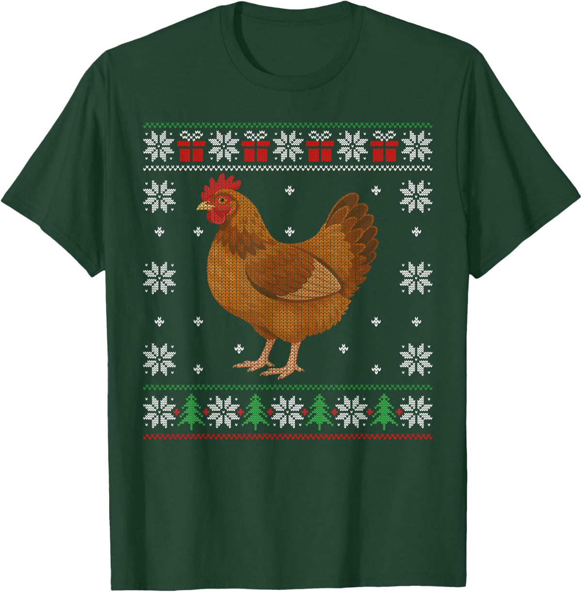 Animal Ugly Sweater Design T-Shirt - Dark Green
