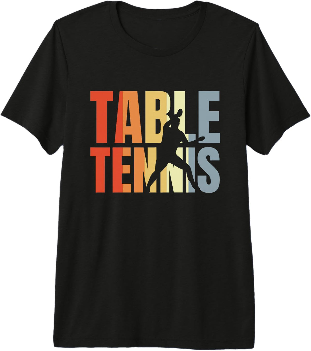 Mens Retro Vintage Table Tennis Premium Tri-Blend T-Shirt - Black