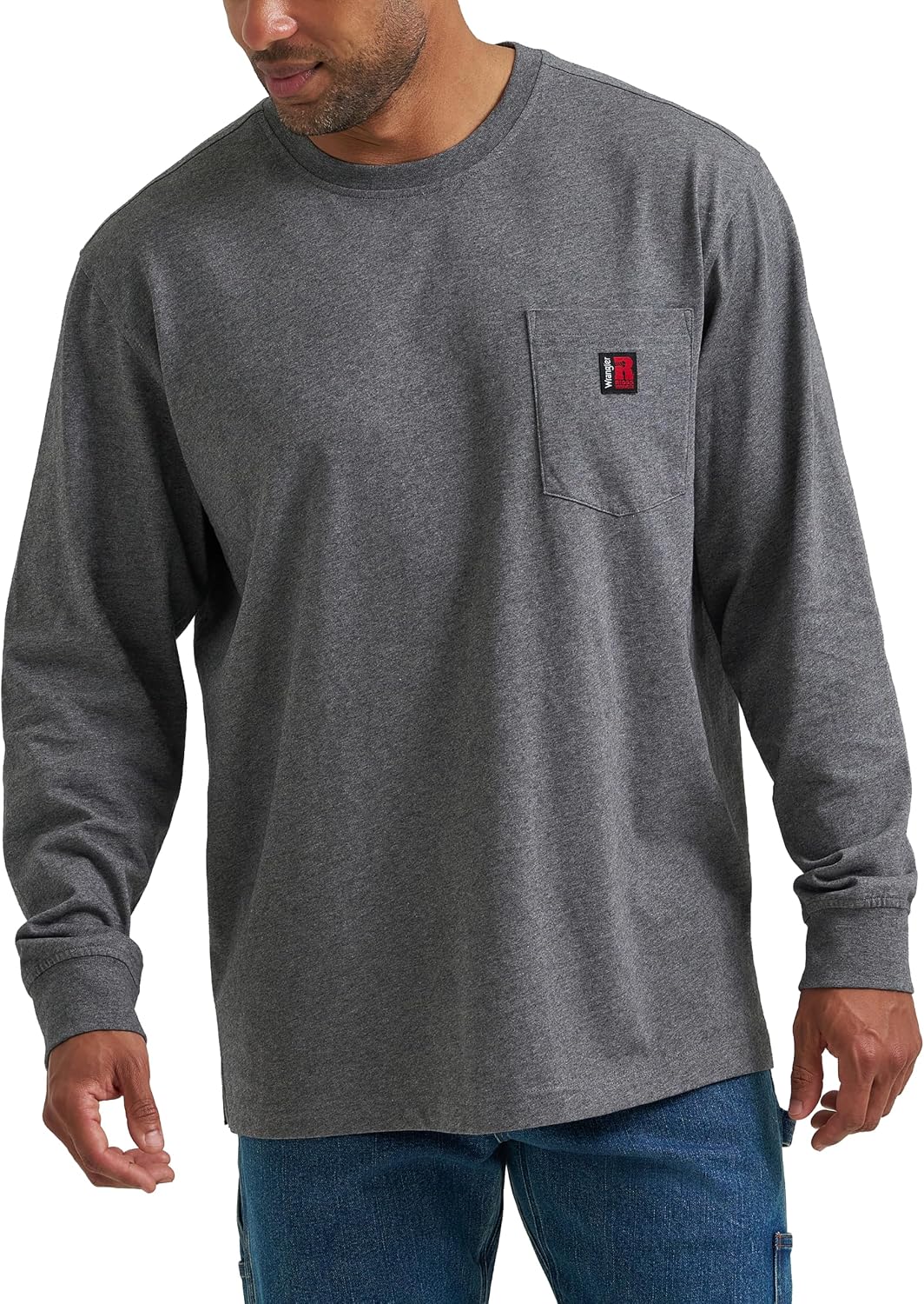 Wrangler Men's Long Sleeve Crew Tee - Charcoal Heather