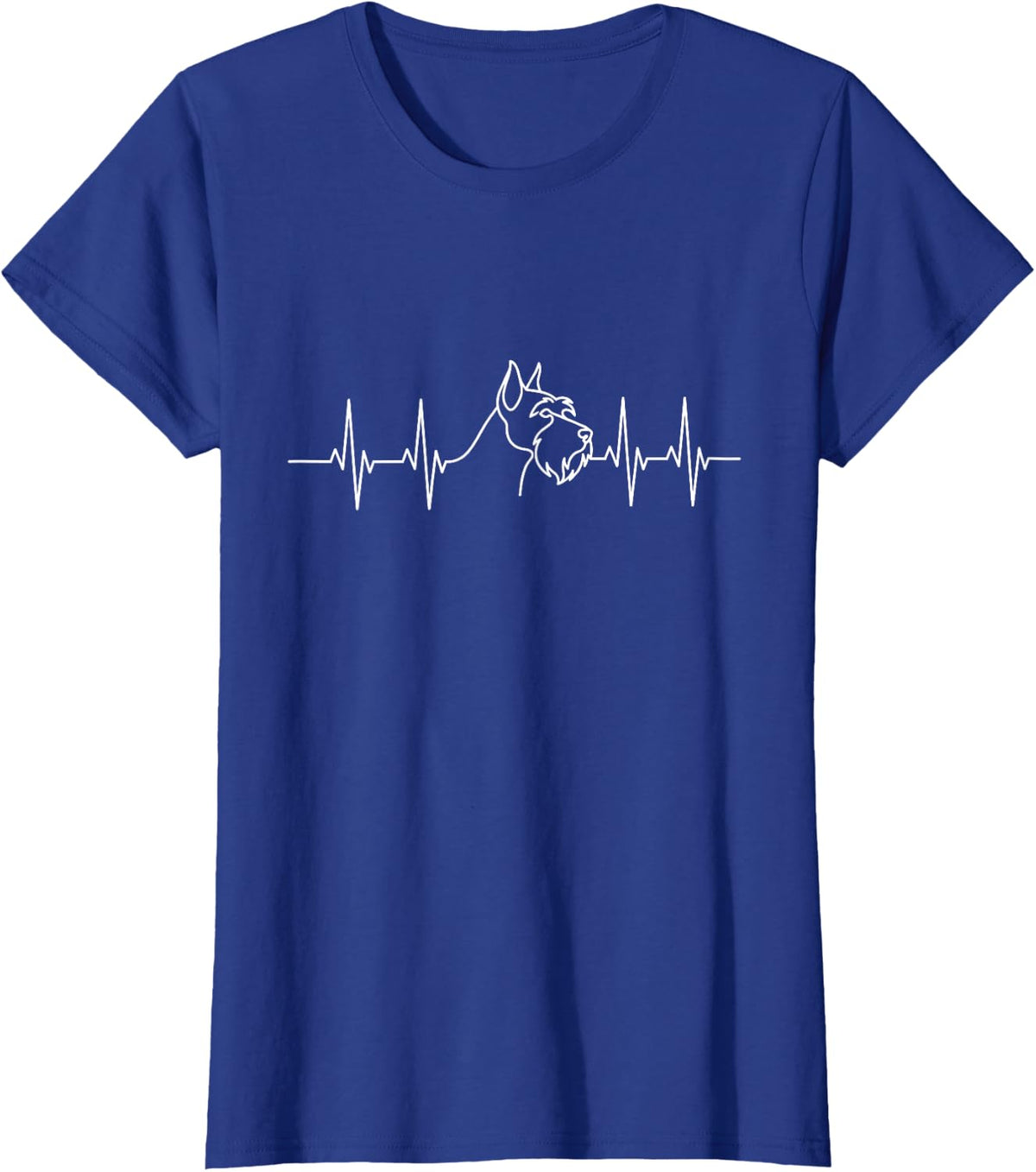 Schnauzer Heartbeat Dog Pulse EKG Line Art T-Shirt - Royal Blue