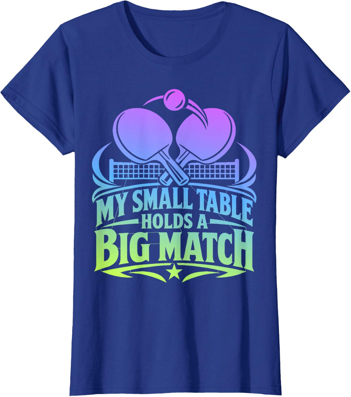 Crossed Table Tennis Paddles and Ball T-Shirt - Royal Blue