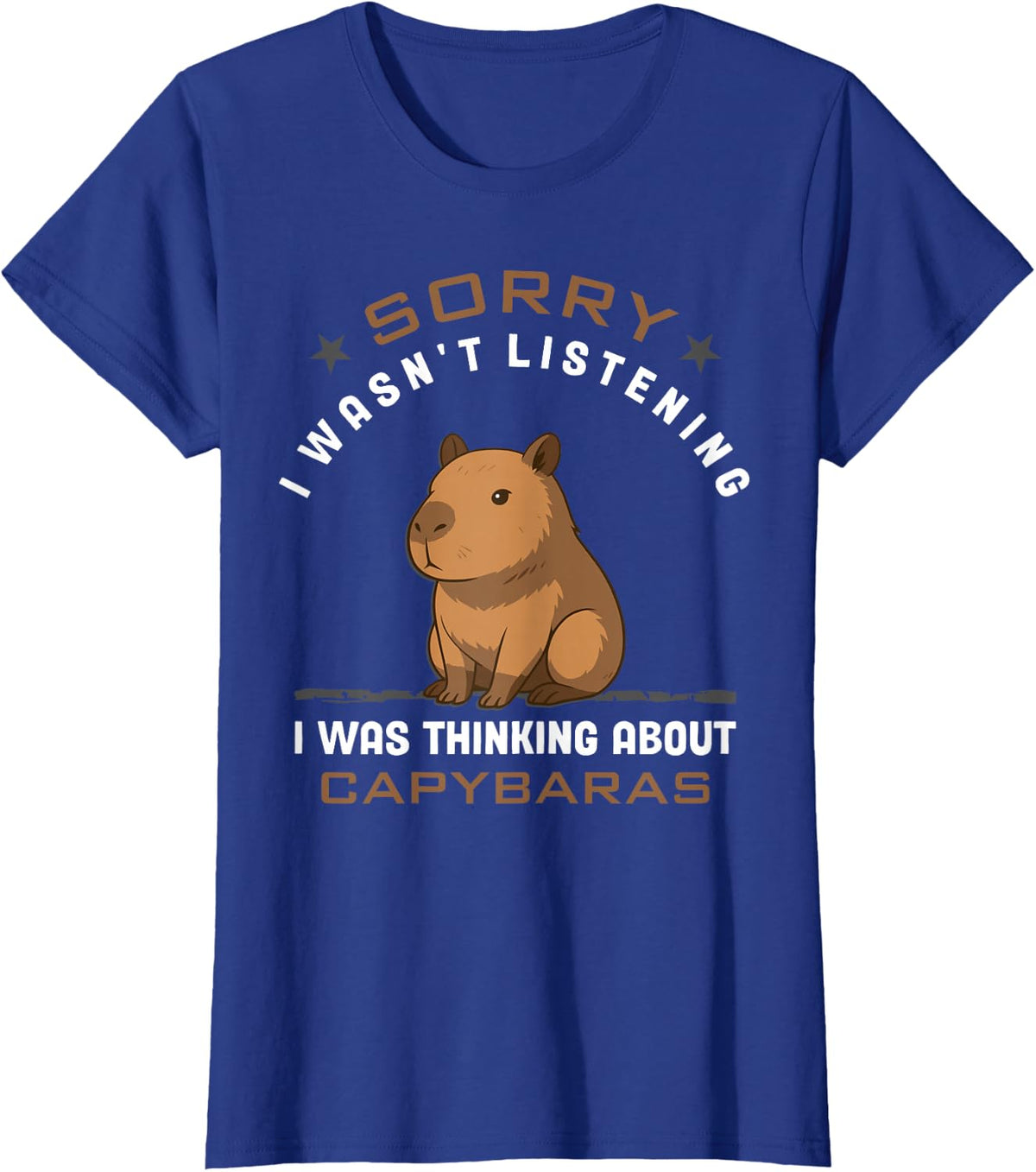 Thinking About Capybaras Animal Owner Rodent Lover Capybara T-Shirt Tee - Royal Blue