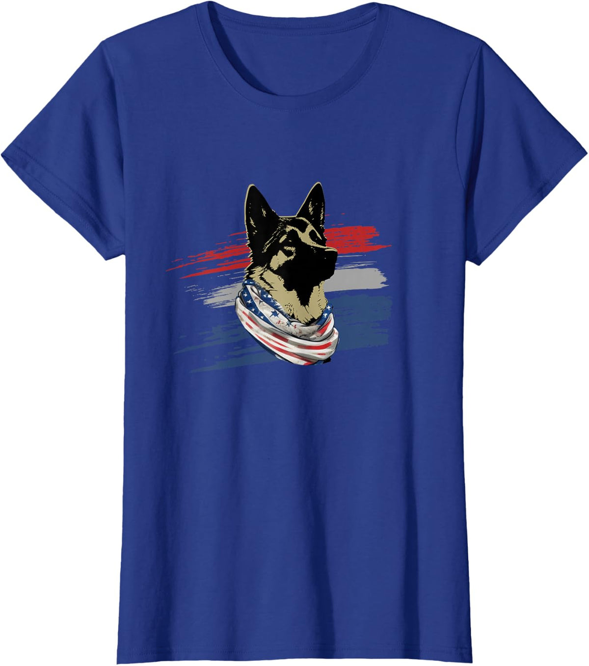 Vintage Patriotic German Shepherd American Flag Dog Lover T-Shirt - Royal Blue