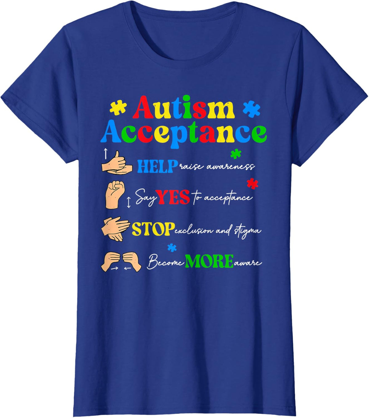 Autism Awareness Acceptance for Teacher Women SPED Autitics T-Shirt - Royal Blue