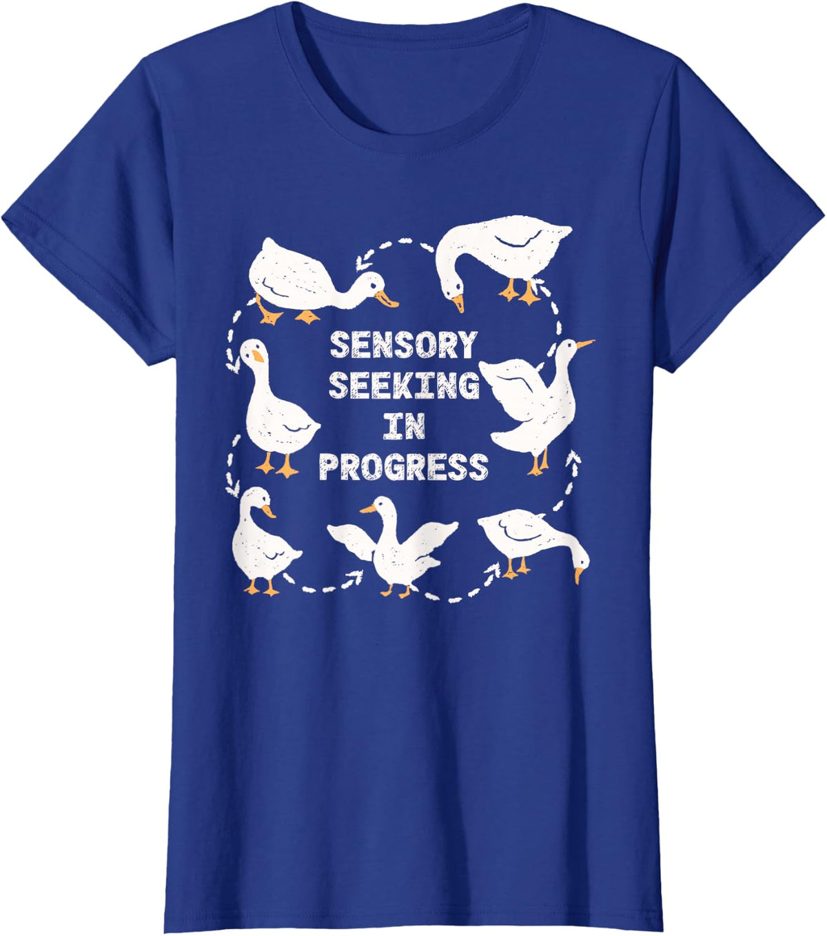 Sensory Seeking in Progress Silly Goose ABA Therapy Tee T-Shirt for Behavior Analysts RBT Therapists - Royal Blue
