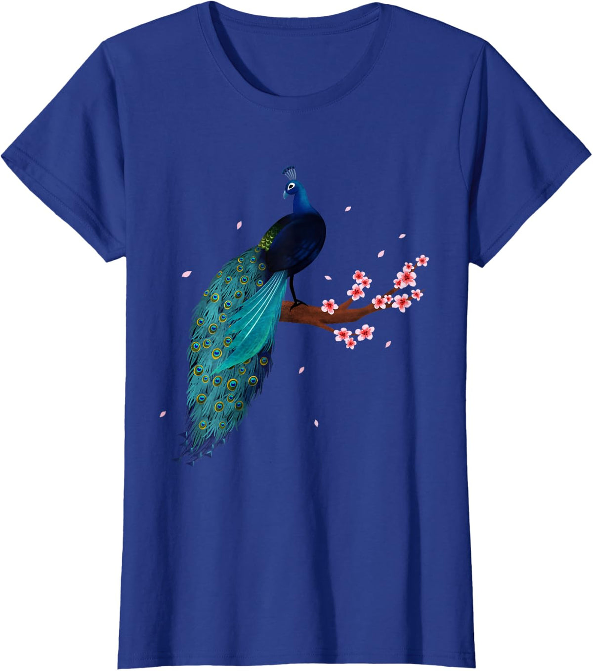 Vintage Peacock Japanese Beauty Bird Flower Gift T Shirt T-Shirt - Royal Blue