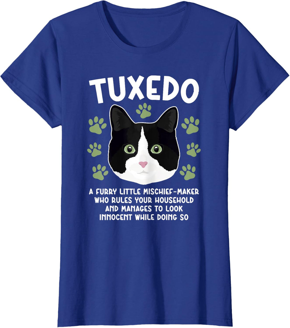 Tuxedo Cat Definition Tuxedo Cat Owner Tuxedo Cat Lover T-Shirt - Royal Blue