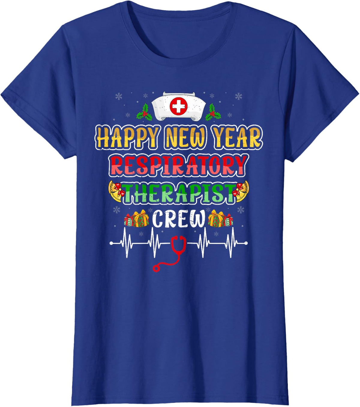 Happy New Year RT Respiratory Therapist Crew Christmas T-Shirt - Royal Blue