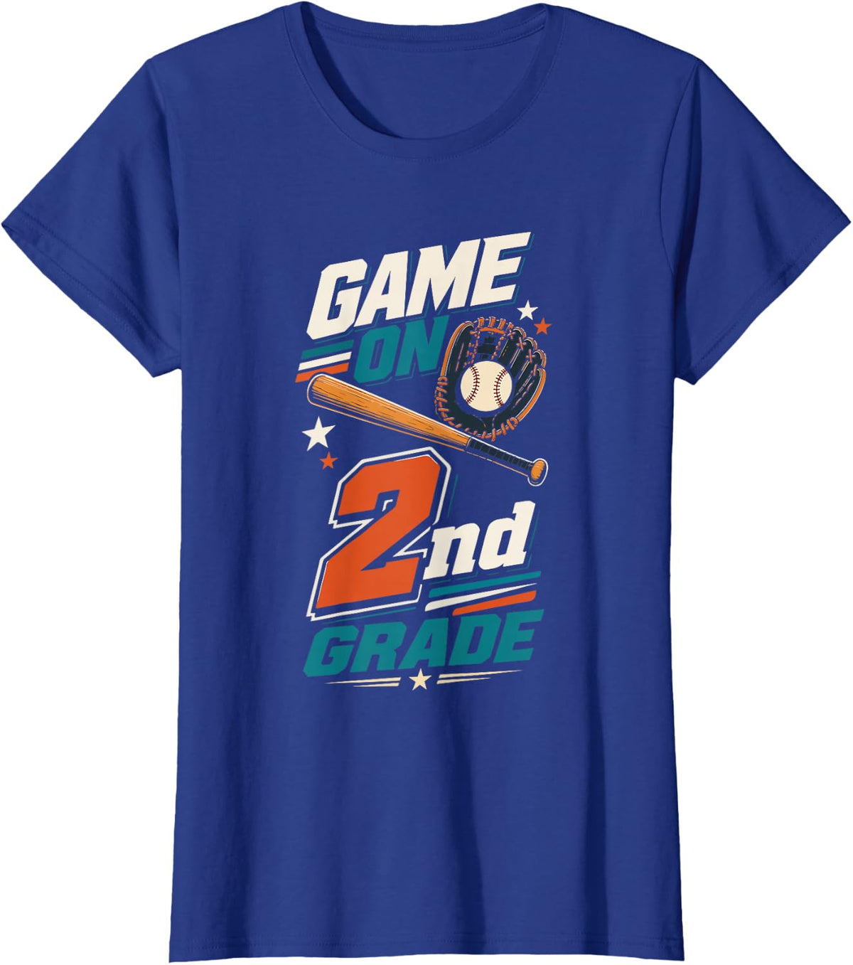 Game On 2nd Grade Baseball Back to School T-Shirt - Royal Blue