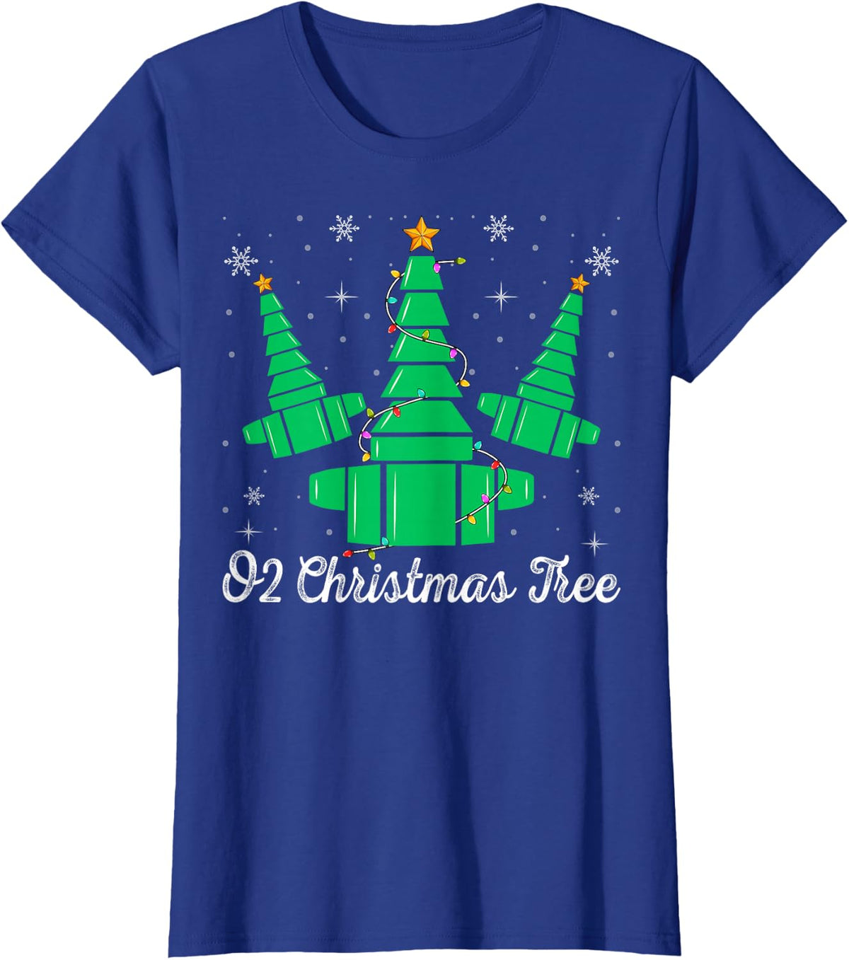O2 Christmas Tree Respiratory Therapist Xmas Light Christmas T-Shirt - Royal Blue