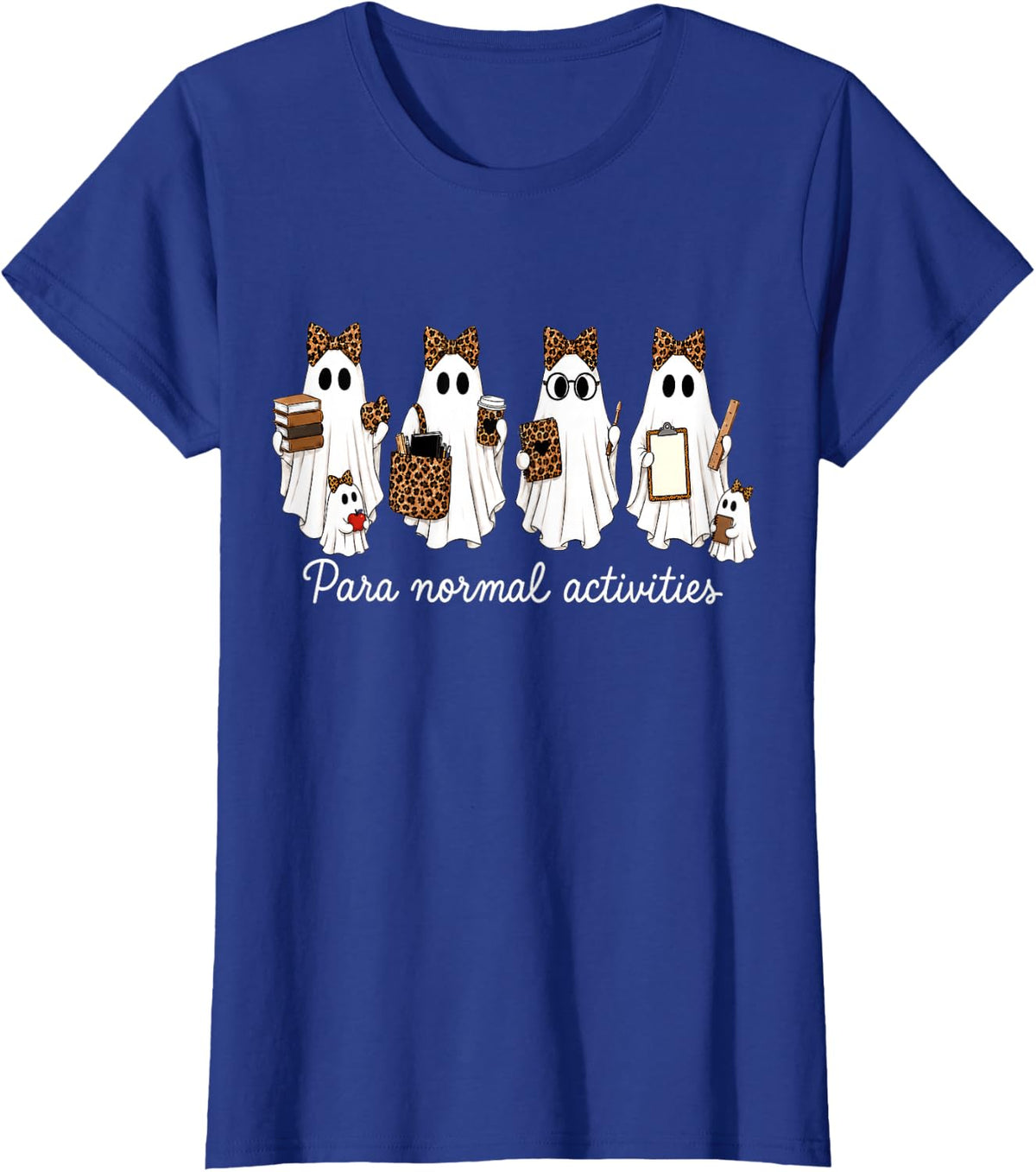 para Normal Activities SPED Teachers Ghost Leopard Halloween T-Shirt - Royal Blue
