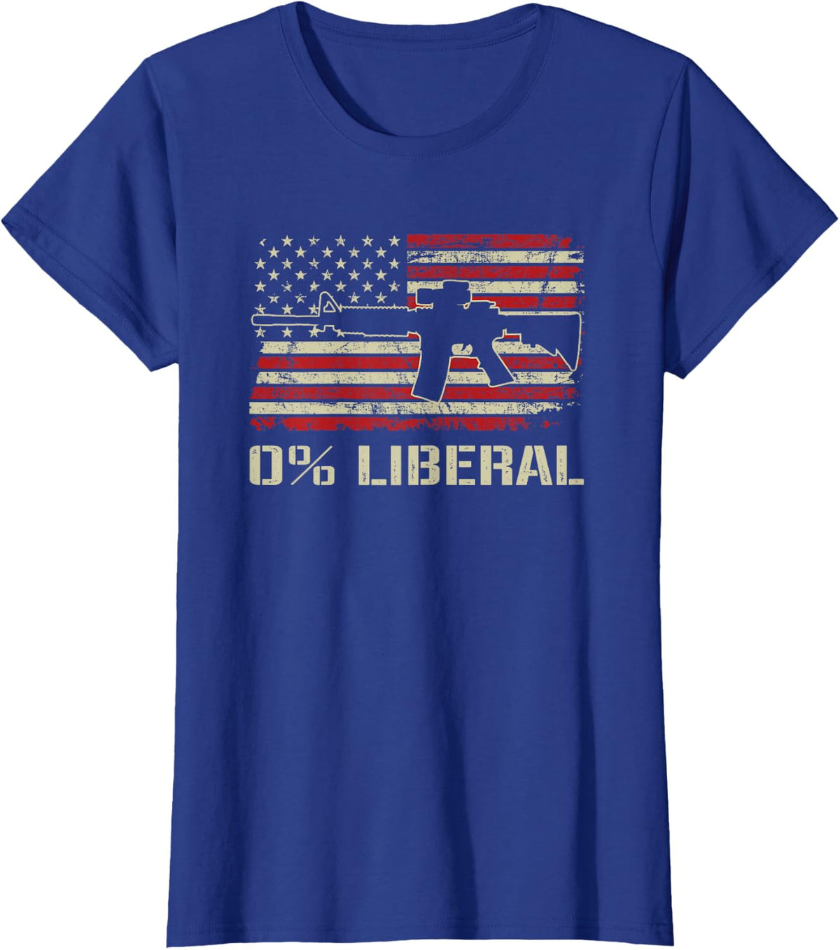 0% Liberal Zero Percent - AR15 USA Flag Funny Pro Gun T-Shirt - Royal Blue