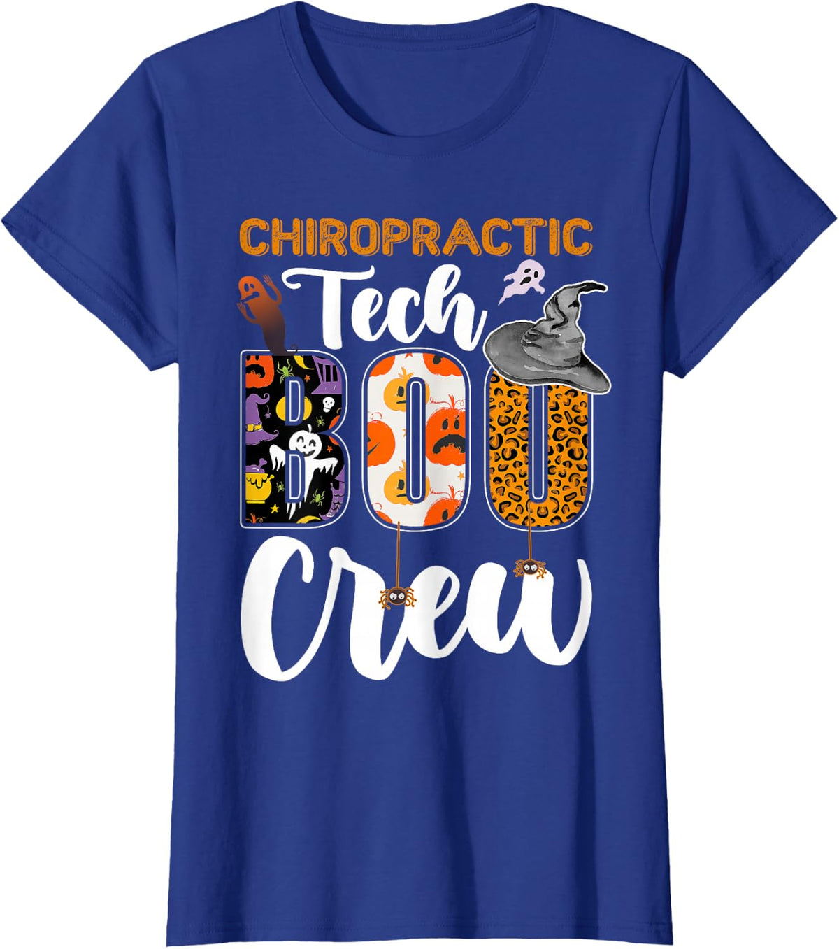 Chiropractic Tech Boo Crew Halloween Costume Matching T-Shirt - Royal Blue