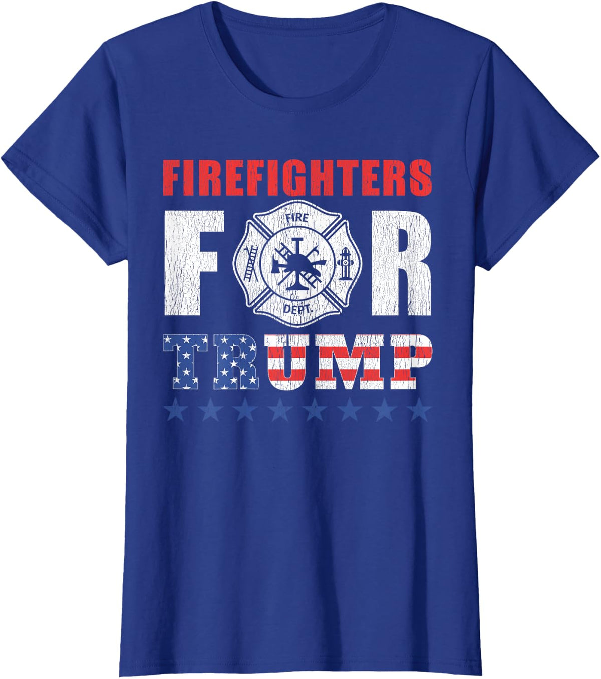 Firefighters For Trump Shirt Funny Fireman T-Shirt - Royal Blue