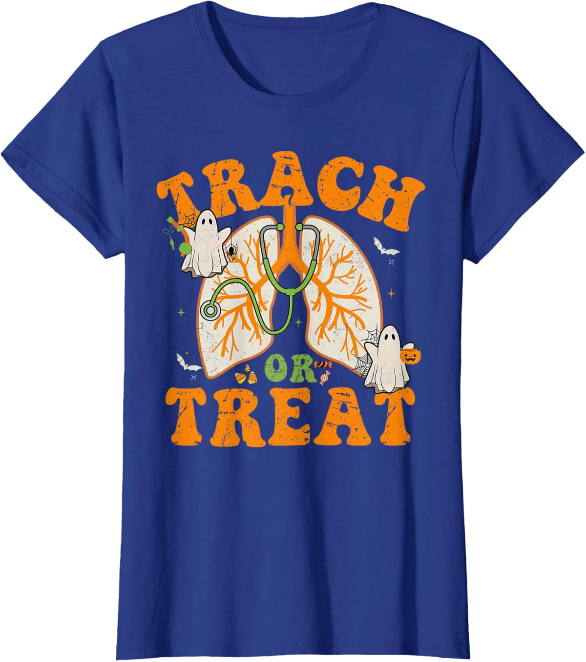 Lung Squad Trach Or Treat Respiratory Therapist Halloween T-Shirt - Royal Blue
