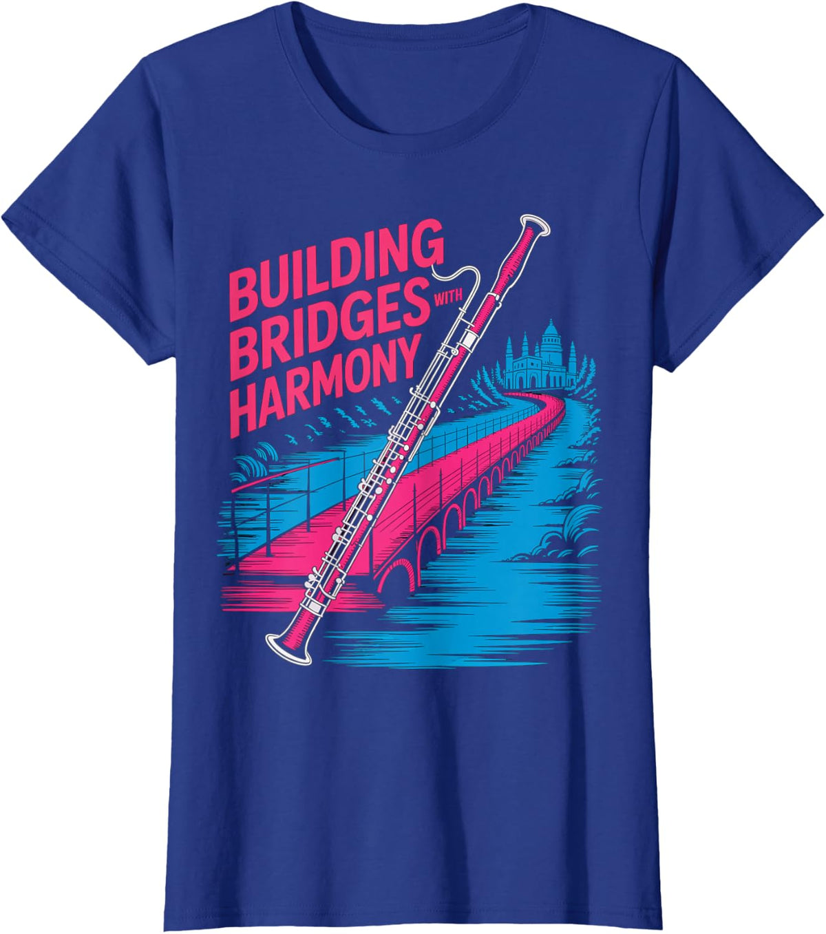 Building Bridges with Harmony Bassoon Design T-Shirt - Royal Blue