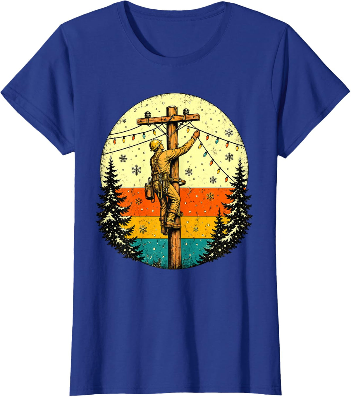 Lineman Christmas Lights Power Lineman Vintage T-Shirt - Royal Blue