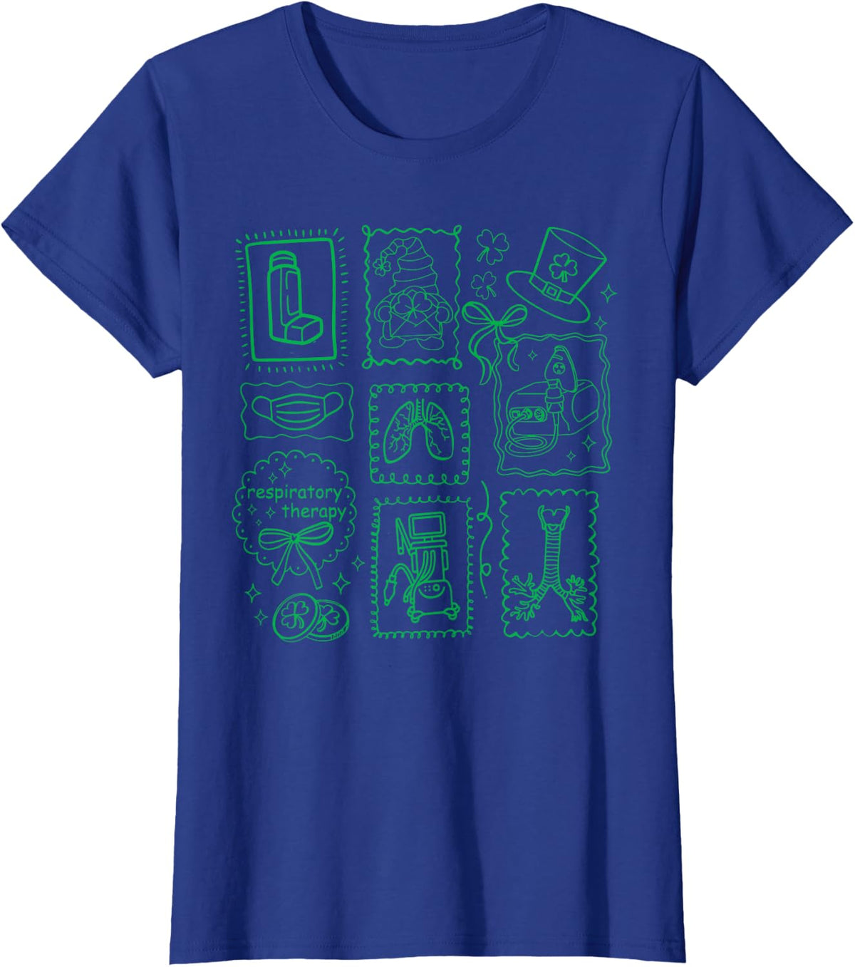 Stamp St Patrick's Day Respiratory Therapist RT Lung Squad T-Shirt - Royal Blue