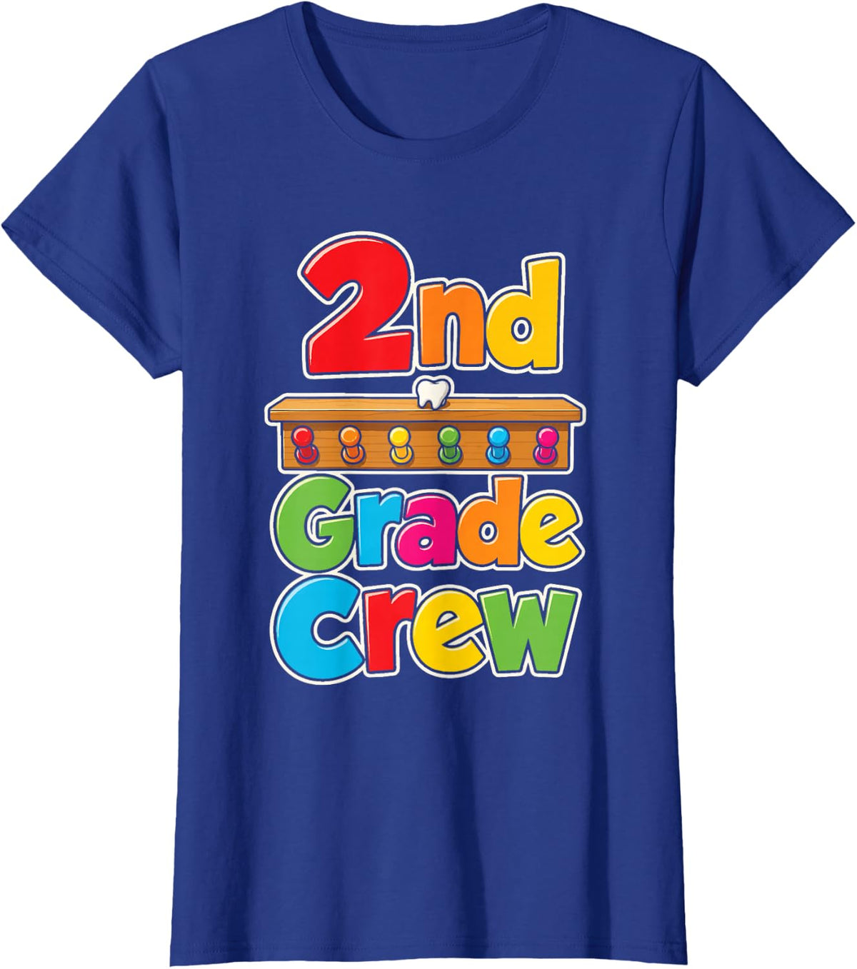 2nd Grade Crew Second Squad Matching School Staff Team T-Shirt - Royal Blue