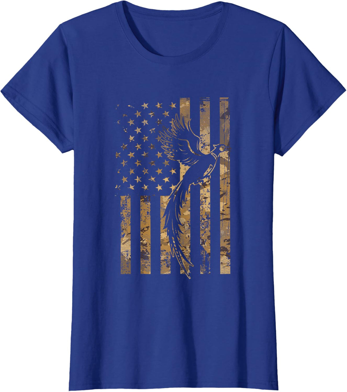 Pheasant Bird Hunter American Flag Camouflage Pheasant Hunt T-Shirt - Royal Blue
