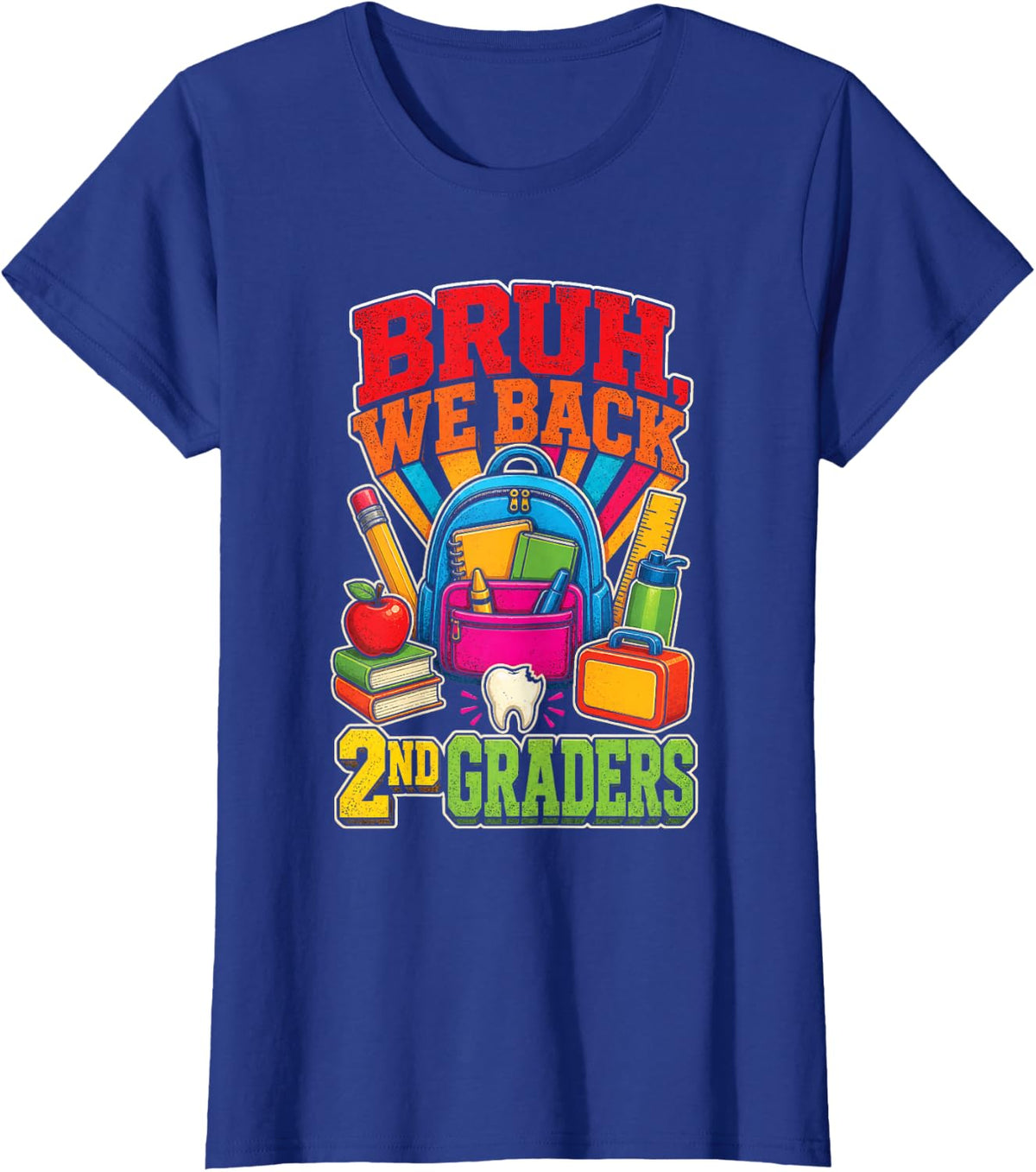 2nd Grade Bruh We Back Retro First Day Elementary Gift T-Shirt - Royal Blue