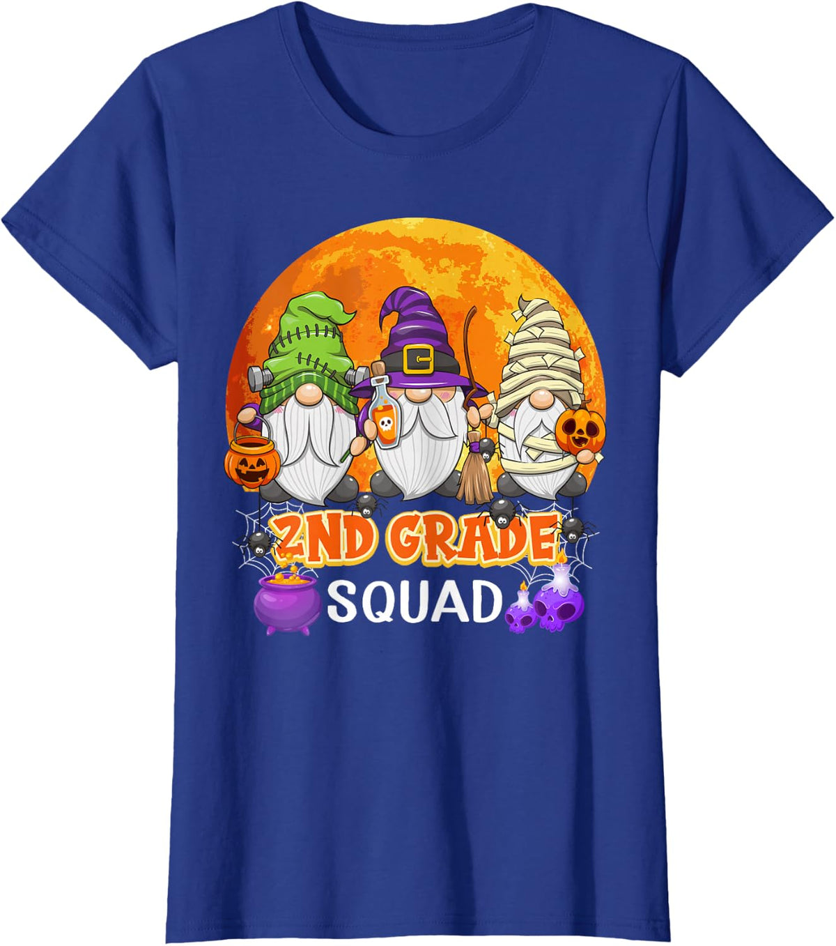 2nd Grade Squad Halloween Second Grader Gnome Matching T-Shirt - Royal Blue