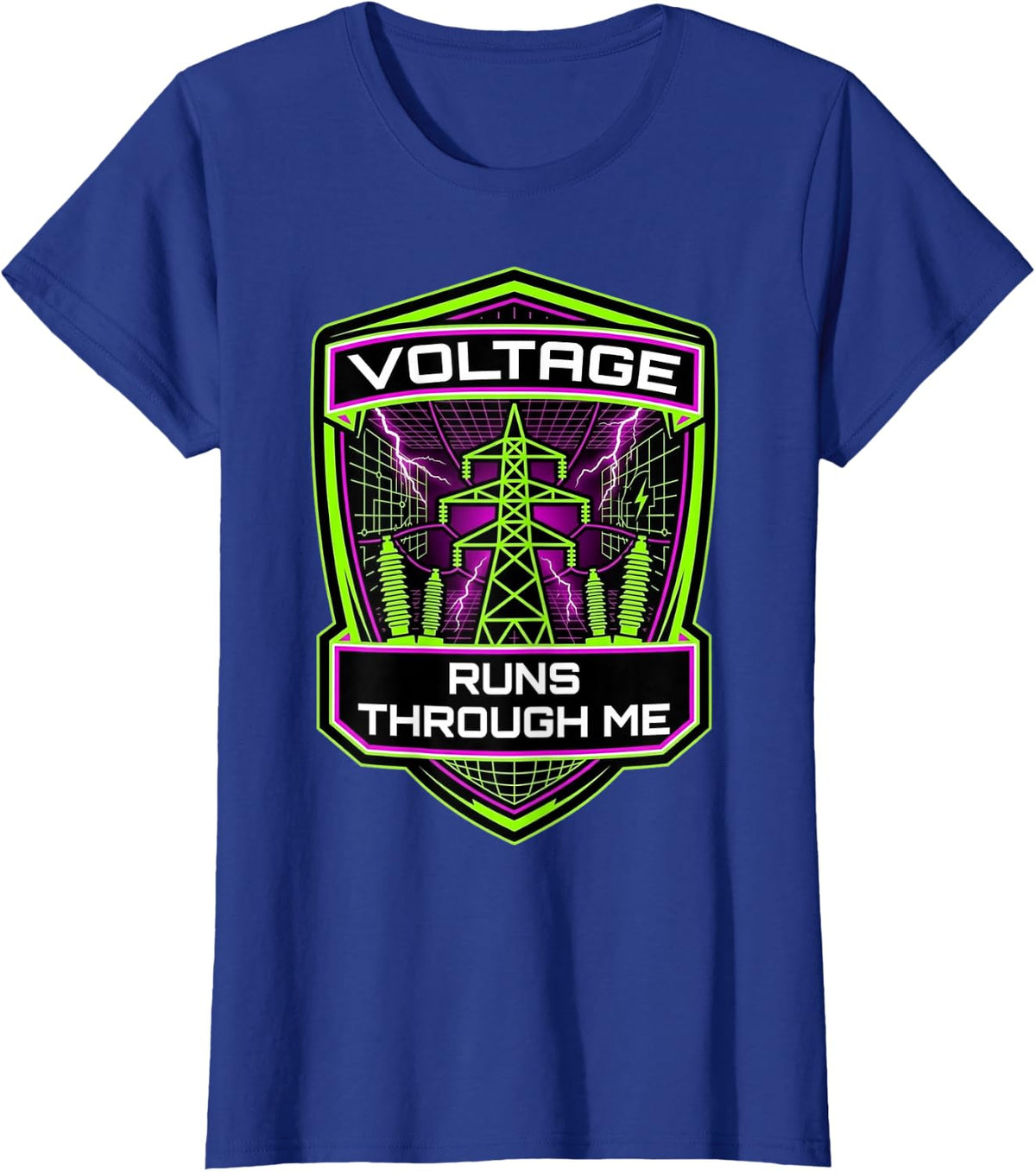 Journeyman Lineman Power Grid Electrical Troubleman T-Shirt - Royal Blue