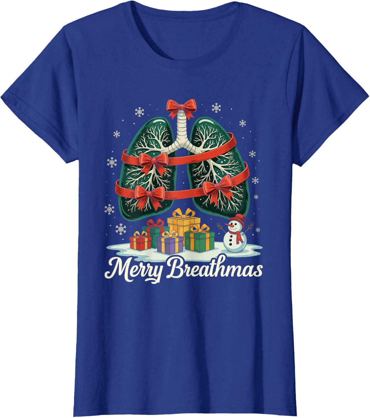 Christmas Respiratory Therapy Crew Xmas RT Nurse T-Shirt - Royal Blue
