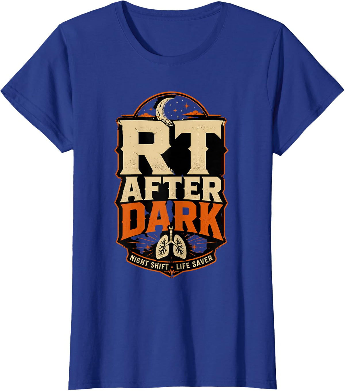 RT After Dark Respiratory Therapist Halloween RT Night Shift T-Shirt - Royal Blue