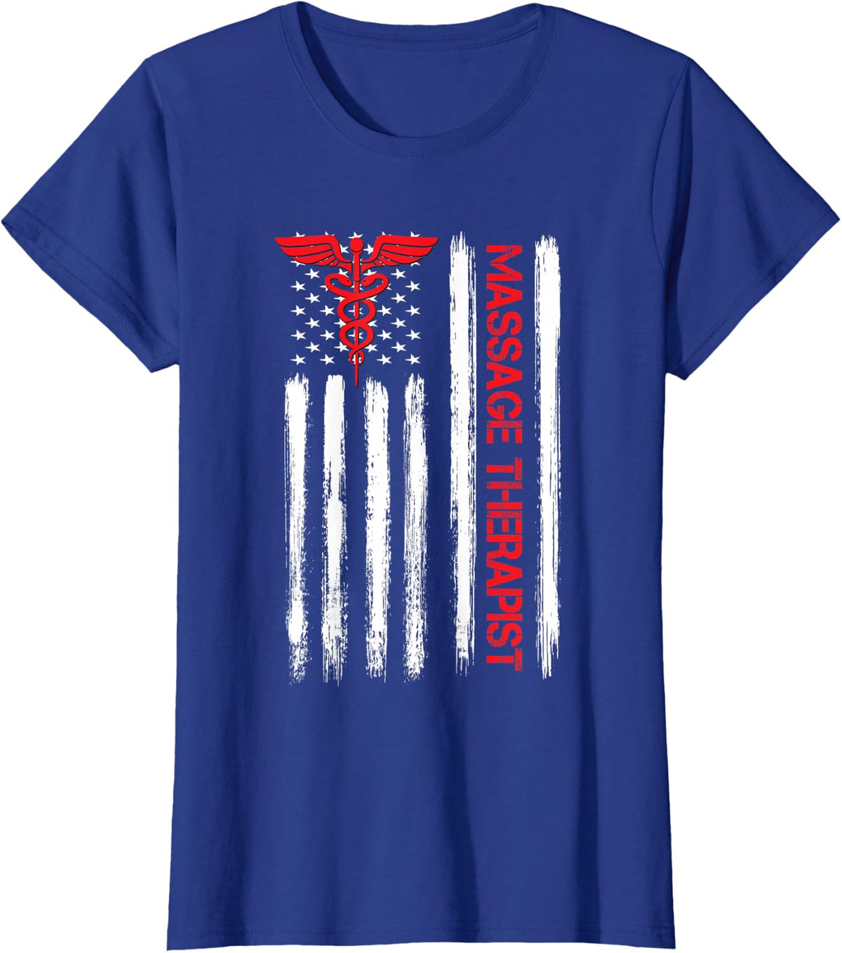 Massage Therapist Chiropractor Patriotic American Flag T-Shirt - Royal Blue