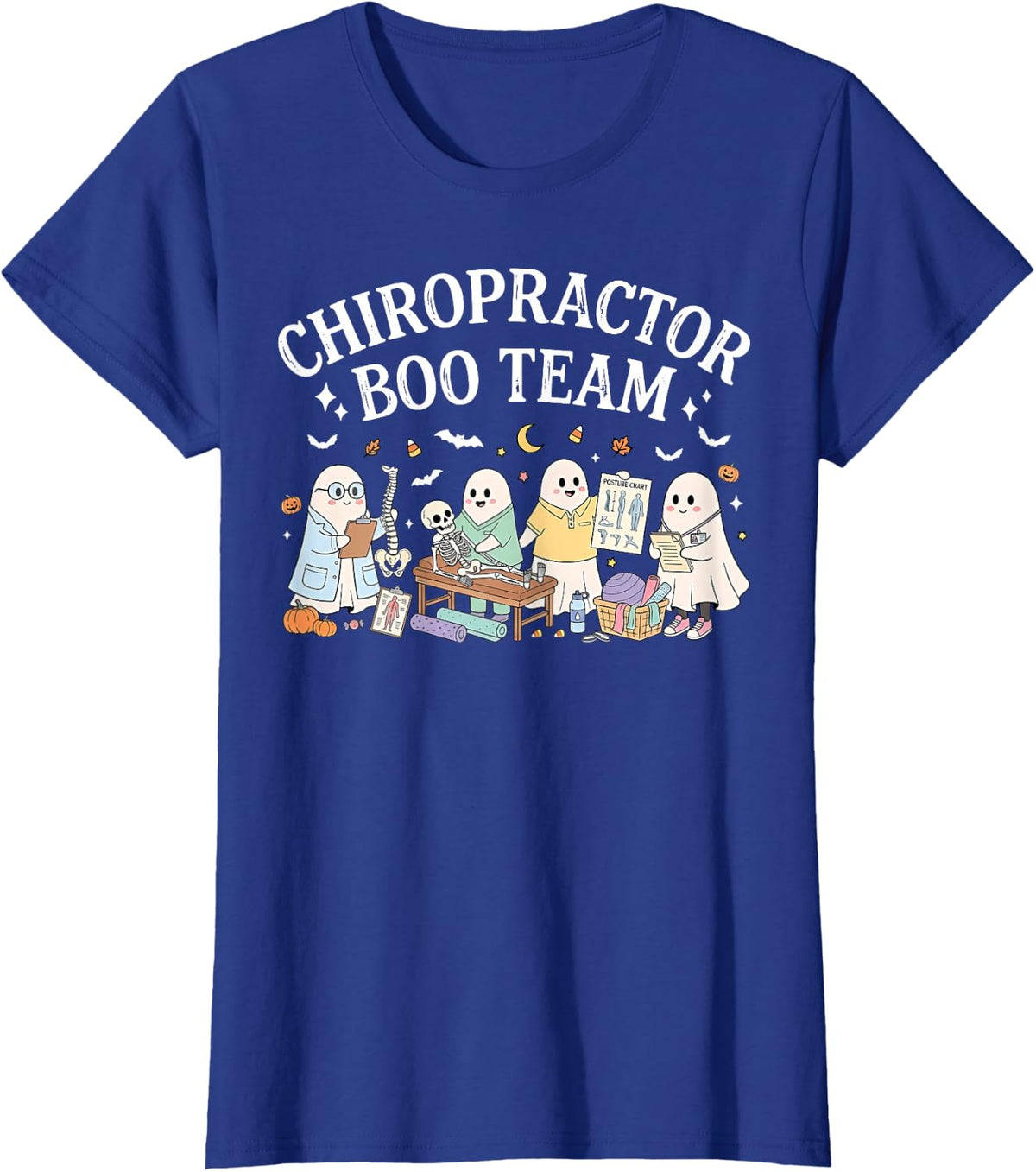 Chiropractor Boo Team Chiropractic Ghost Spooky Halloween T-Shirt - Royal Blue