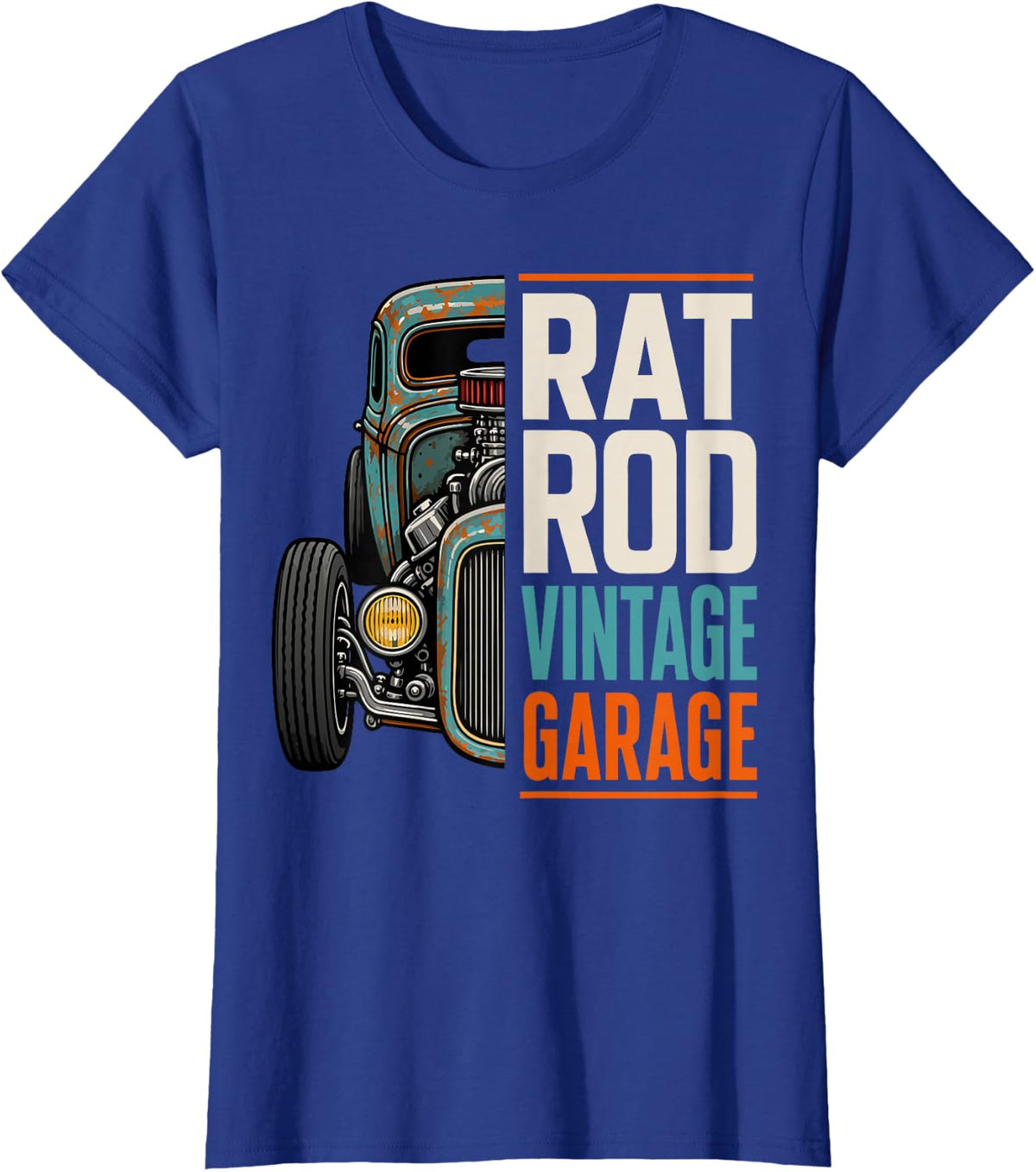 Hotrod Vintage Garage Mechanic Rat Rod T-Shirt - Royal Blue