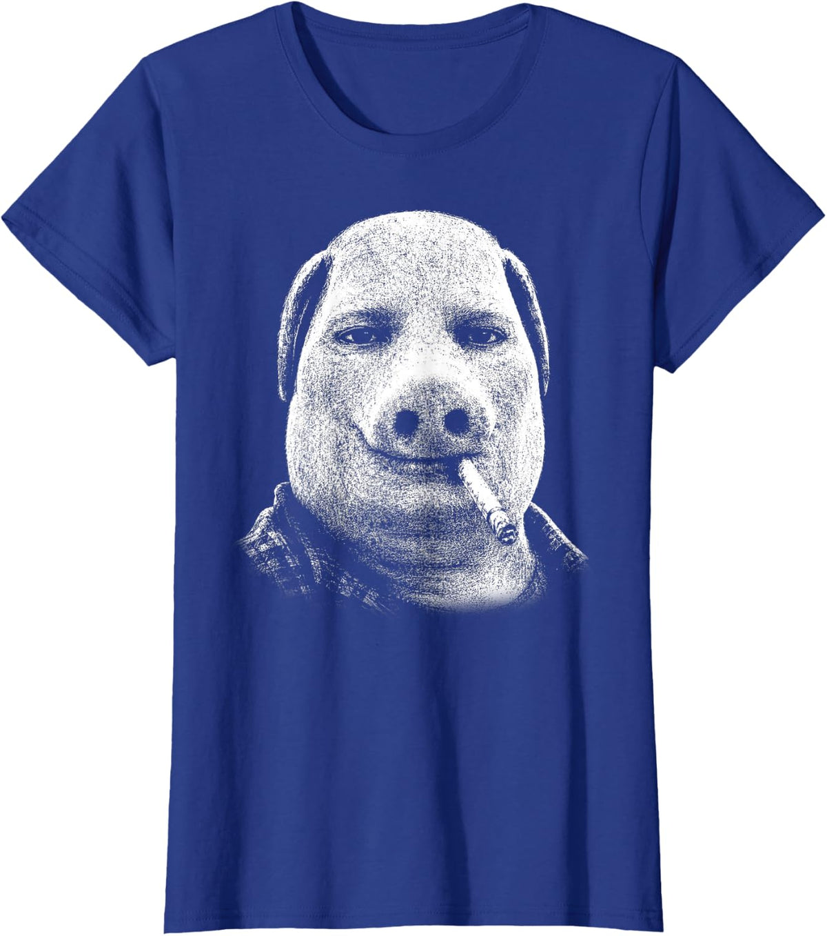 John Pork Smoking Cigarette Funny Vintage Brainrot Meme Pig T-Shirt - Royal Blue