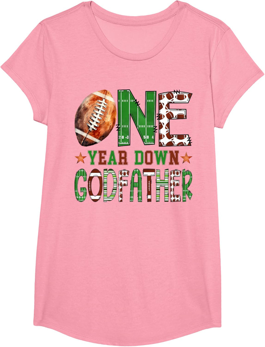 Godfather of The One Year Old Football 1st Birthday Boy T-Shirt - Girls Pink