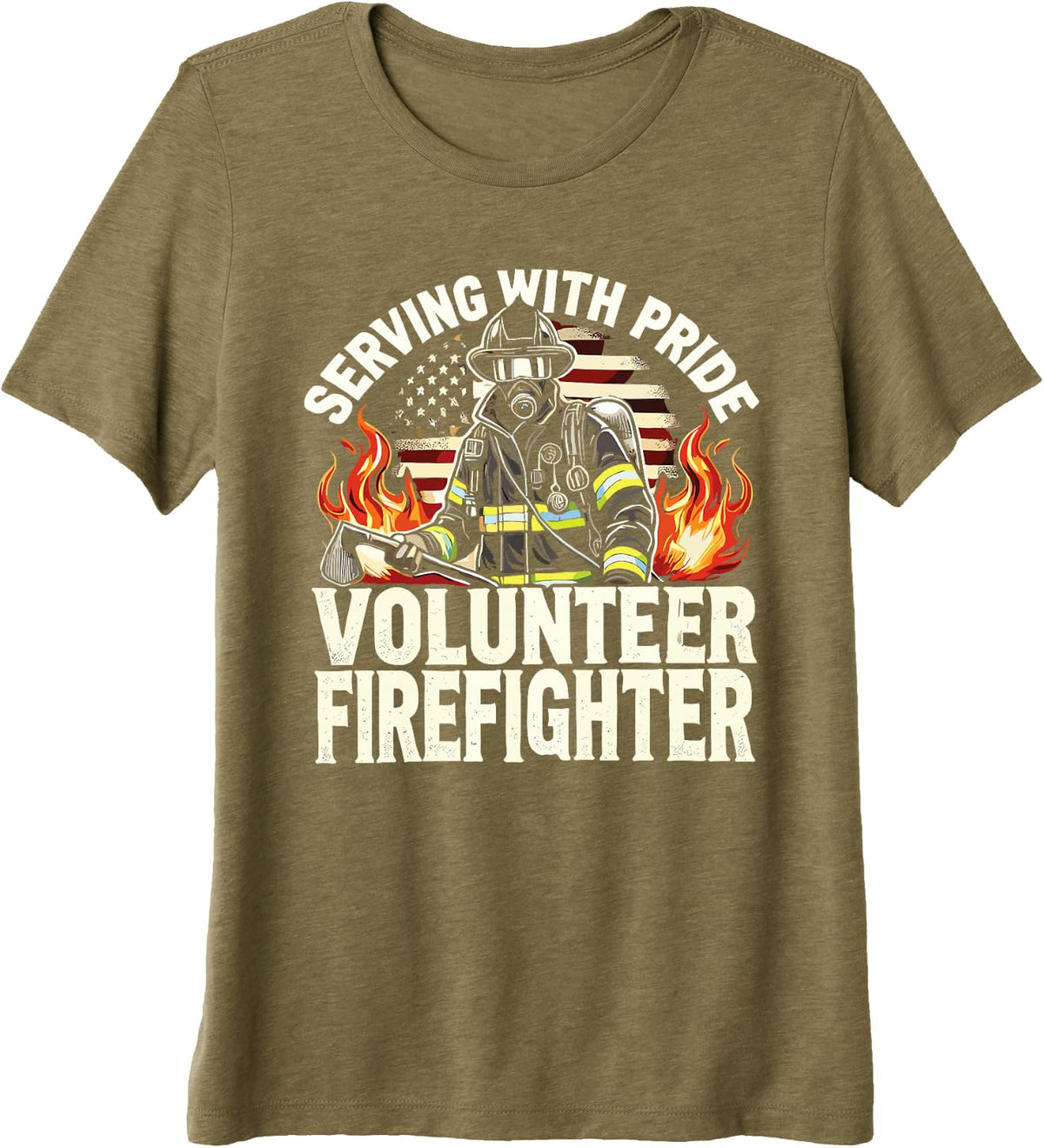 Fire Department Serving With Pride Volunteer Firefighter Premium Tri-blend T-Shirt - Olive Green