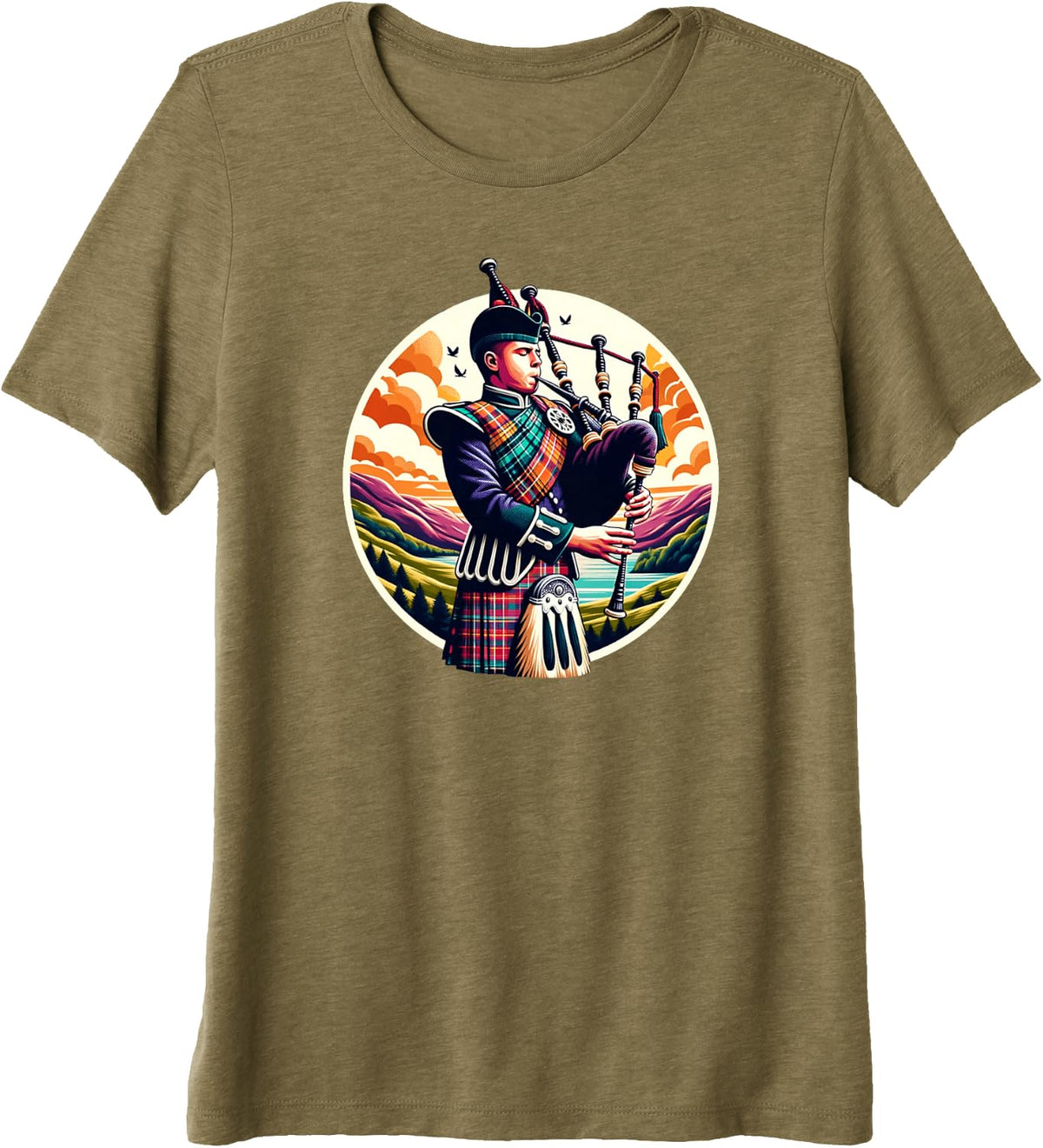 Bagpipe Bagpiper Premium Tri-blend T-Shirt - Olive Green