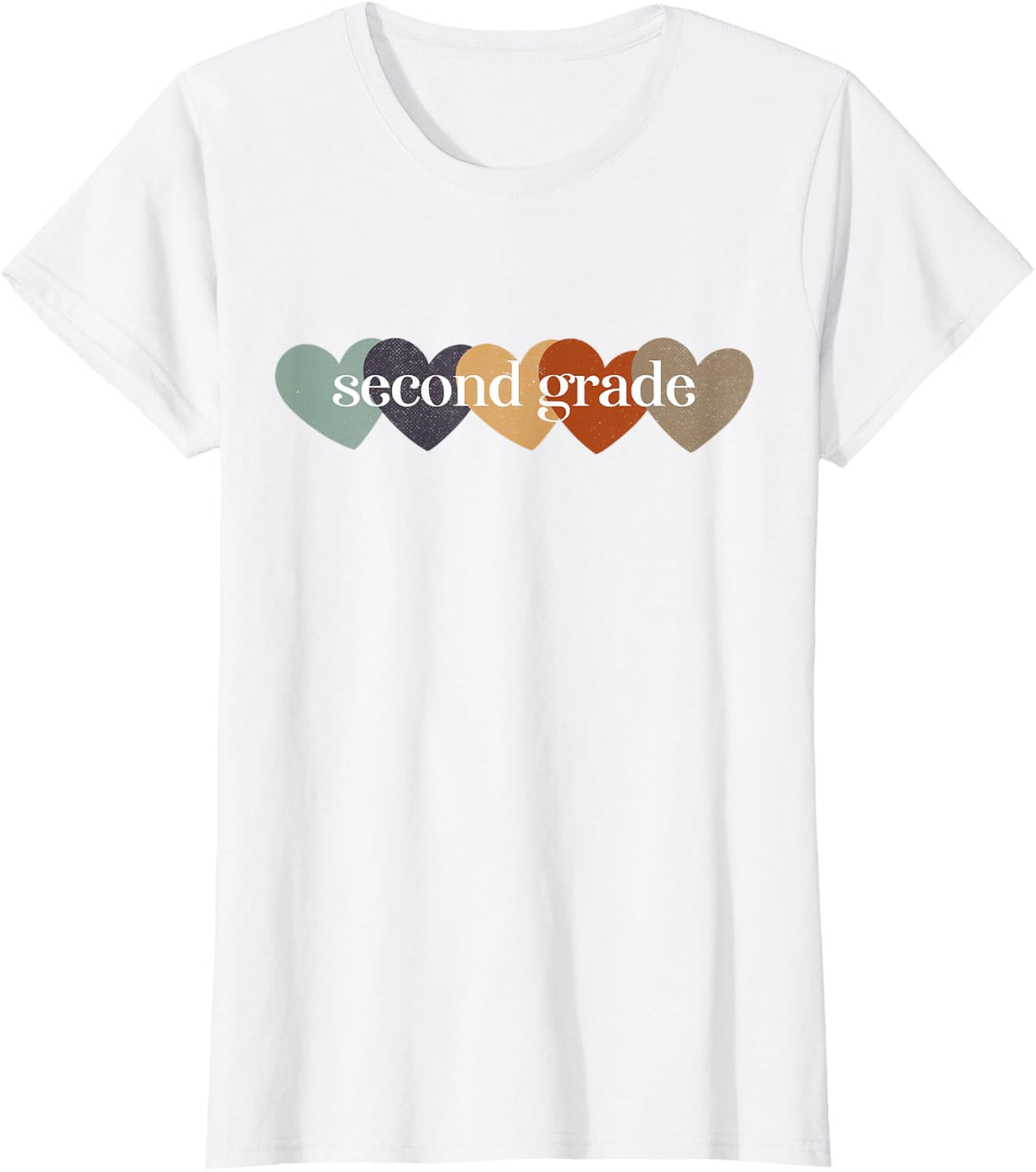 Second Grade Teacher Hearts Back to School Teach Rainbow T-Shirt - White