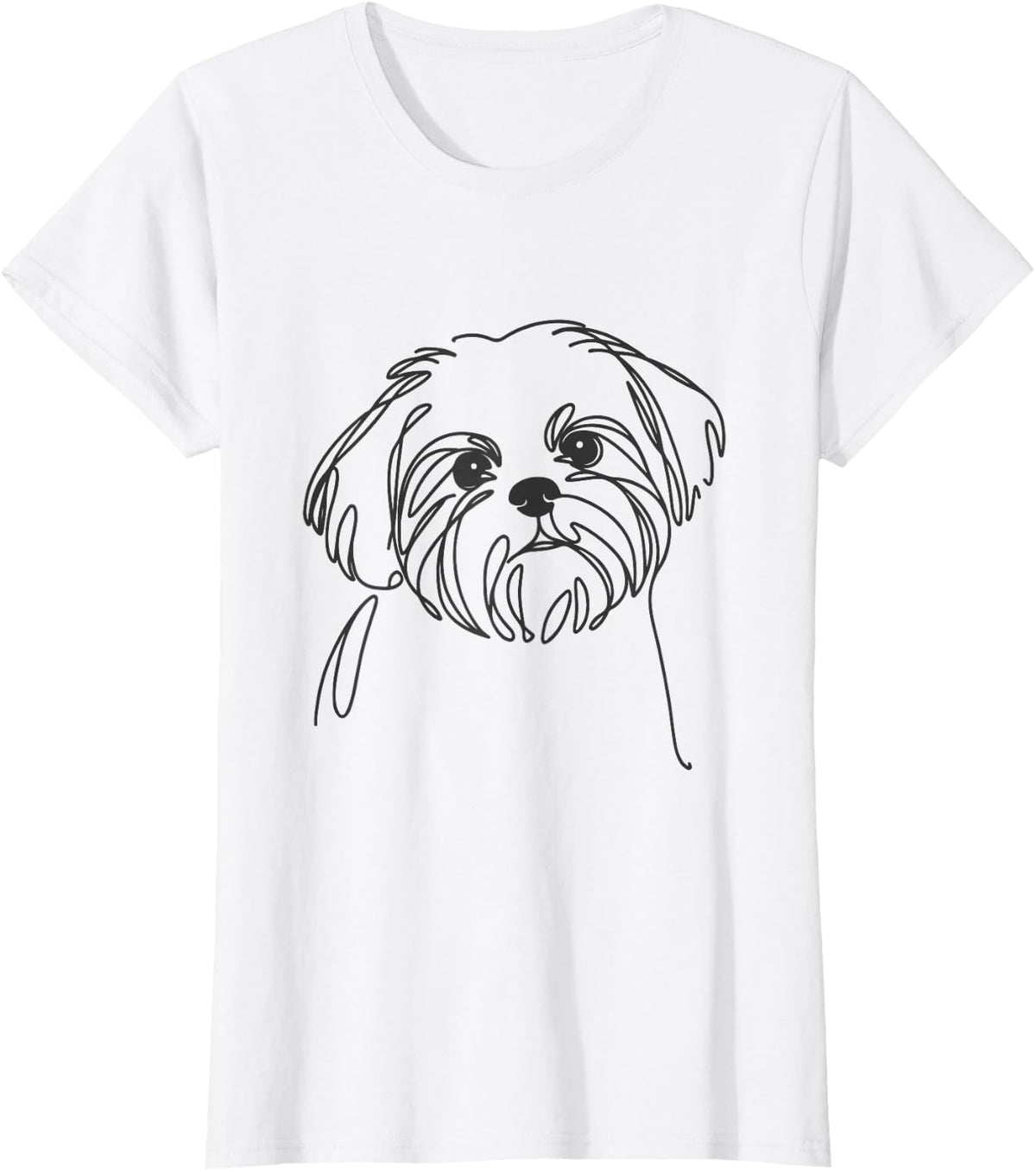 Line Art Dad Mom Dog - Shih Tzu T-Shirt - White