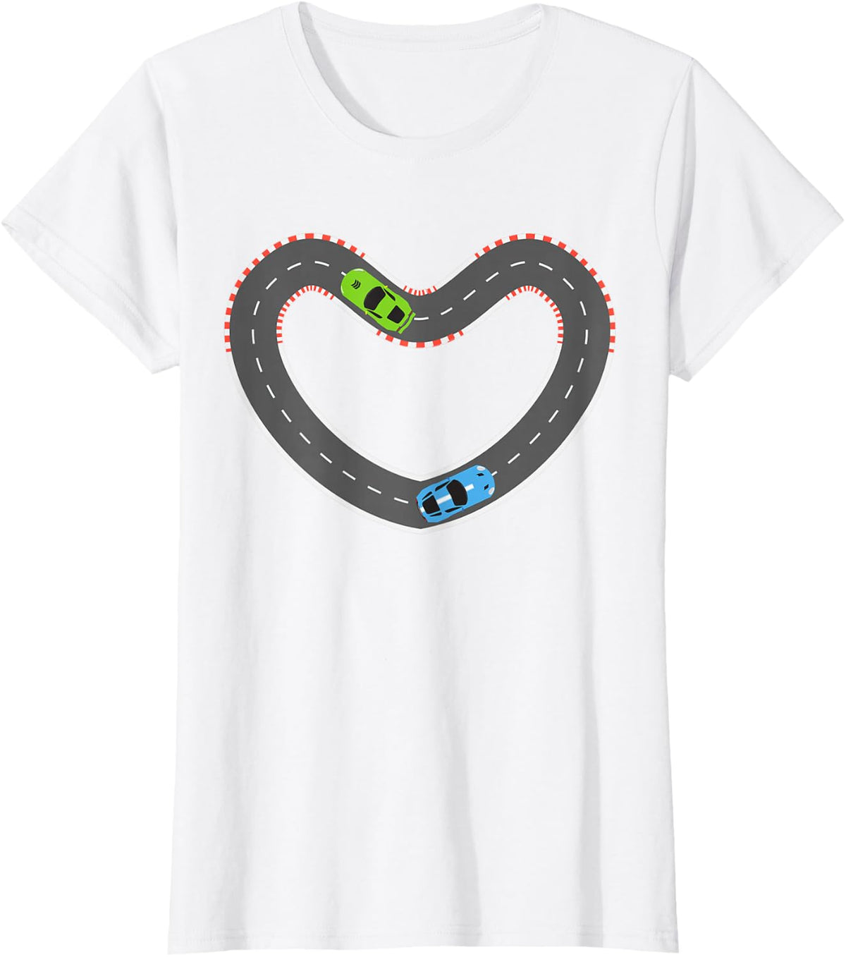 Fun Valentines Day Race Car Racing Heart Toddler Boys Kids T-Shirt - White