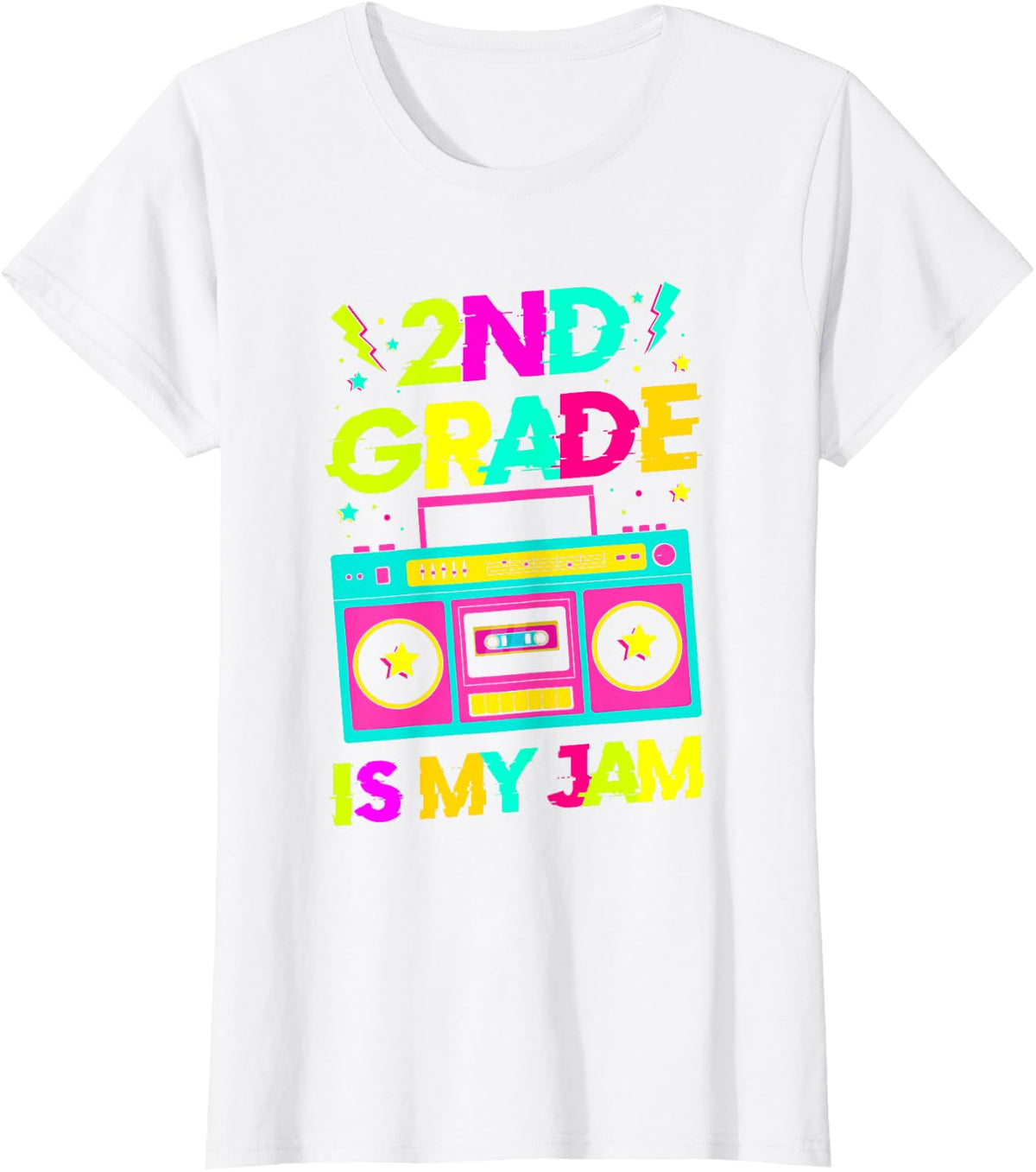 2nd Grade IS MY JAM 2nd Grade Teacher Retro T-Shirt - White